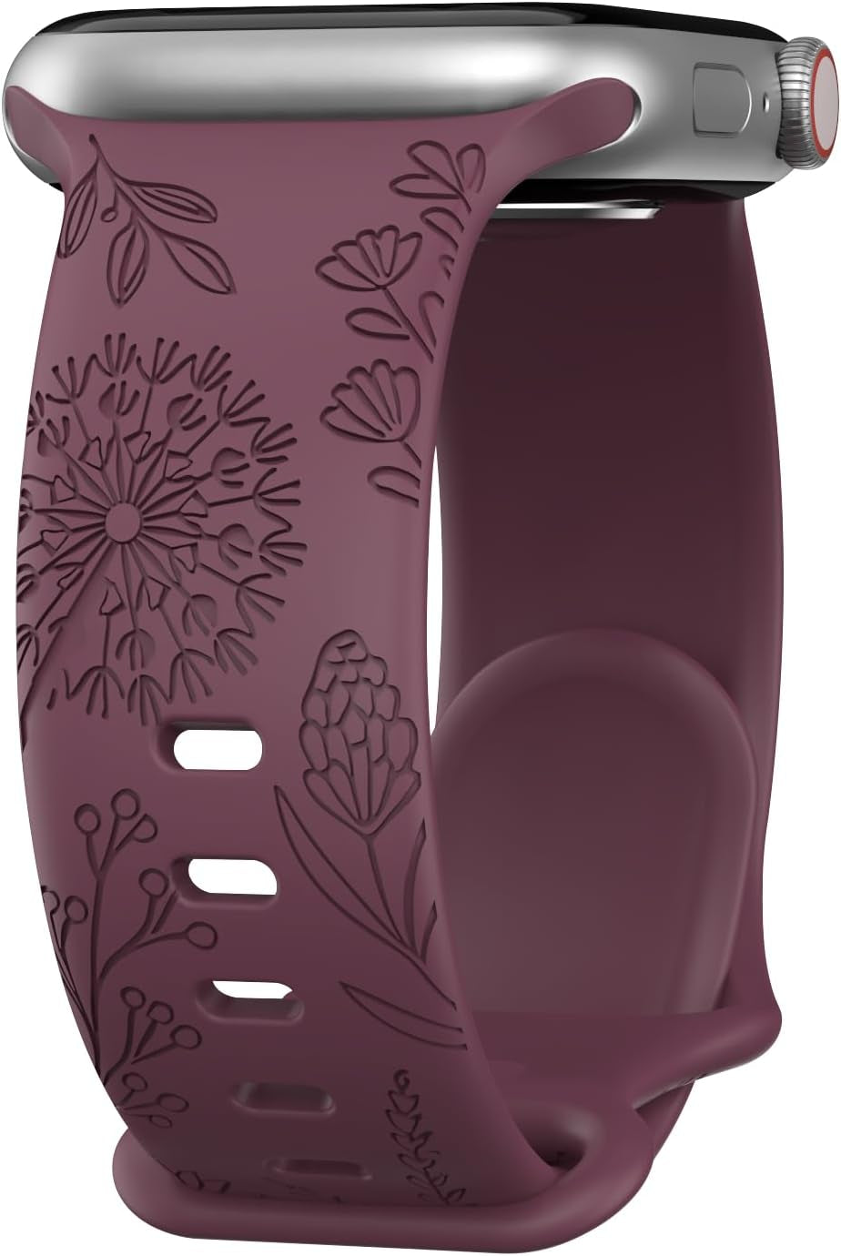 Floral Engraved Bands Compatible with Apple Watch Band for Women 44Mm 40Mm 38Mm 41Mm 45Mm 49Mm 42Mm, Soft Silicone Dandelion Pattern Sport Strap for Iwatch Bands Series Ultra 2 SE 9 8 7 6 5 4 3 2 1