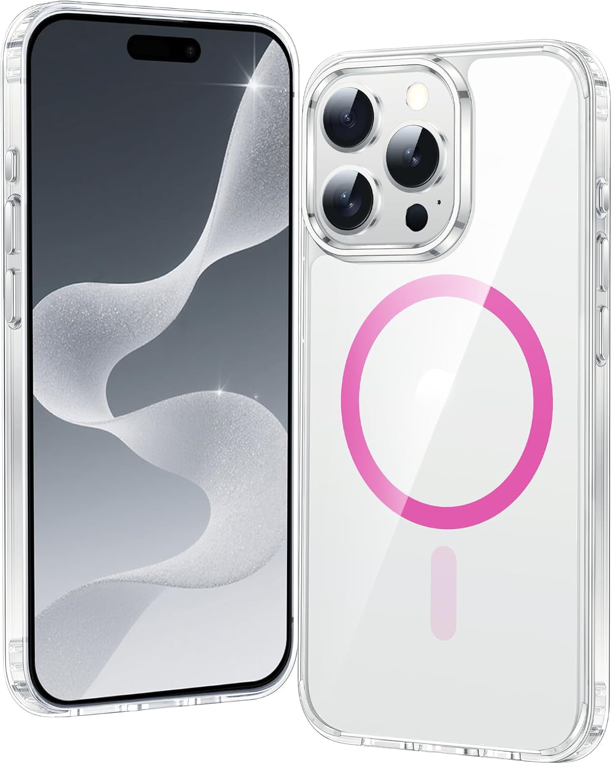 FNTCASE for Iphone 17 Pro-Max Case: Clear Magnetic Phone Cases with Screen Protector Compatible with Magsafe Slim anti Yellowing Rugged Shockproof Protective Transparent Cell Cover (A-Clear)