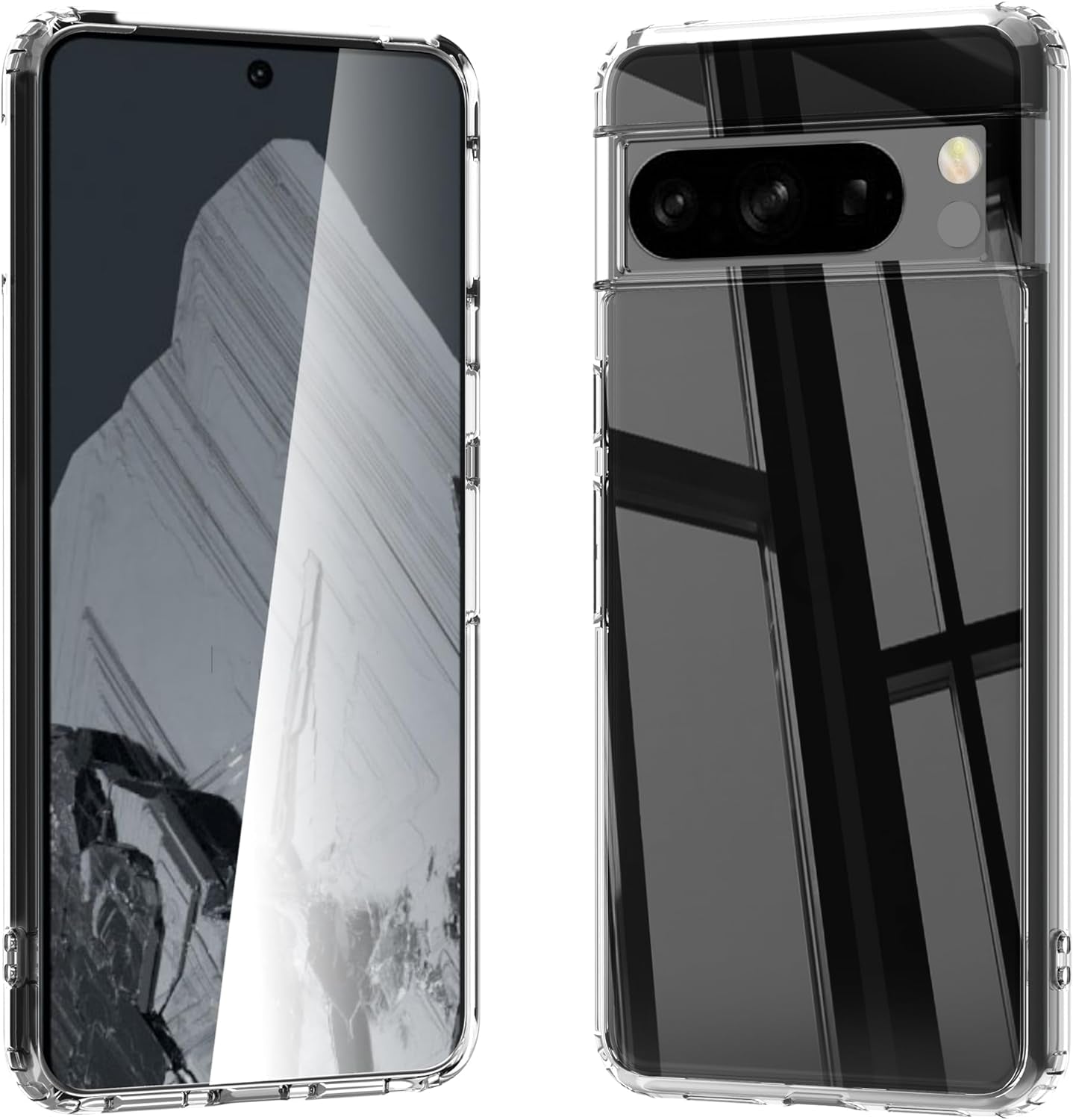 For Google Pixel 8 Clear Case with 3D Flower Printing Design, TPU+PC Slim Shock-Proof Protective Floral Cover for Women Girls, 6.2“ (Pic 5)  YIKECASE Clear Google Pixel 8 Pro 