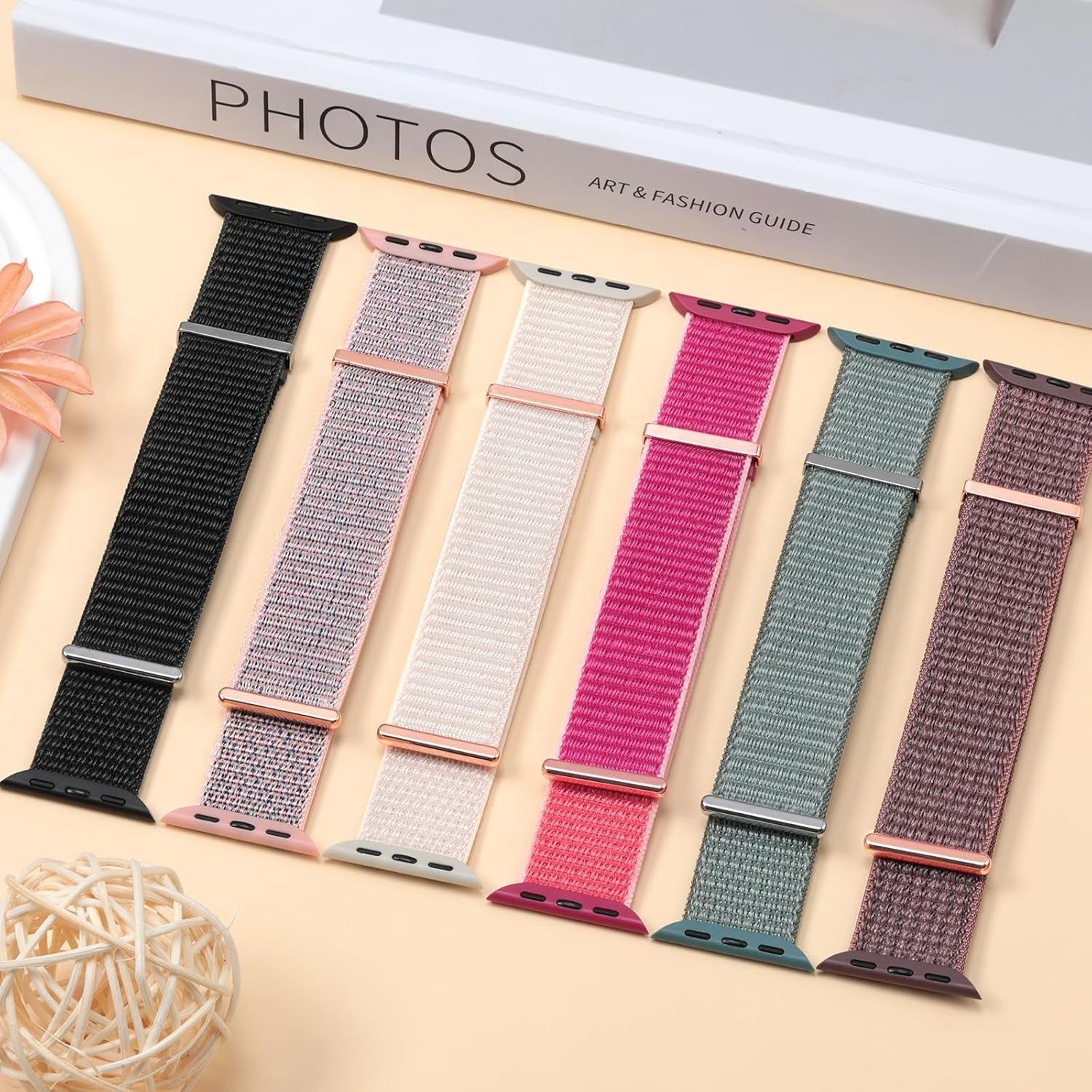 6 Pack Sport Loop Nylon Band Compatible with Apple Watch Bands 40Mm 38Mm 41Mm 44Mm 45Mm 42Mm 49Mm Women Men,Stretchy Elastic Braided Strap Replacement Wristband for Iwatch SE Ultra Series 8 7 6 5 4 3 2 1