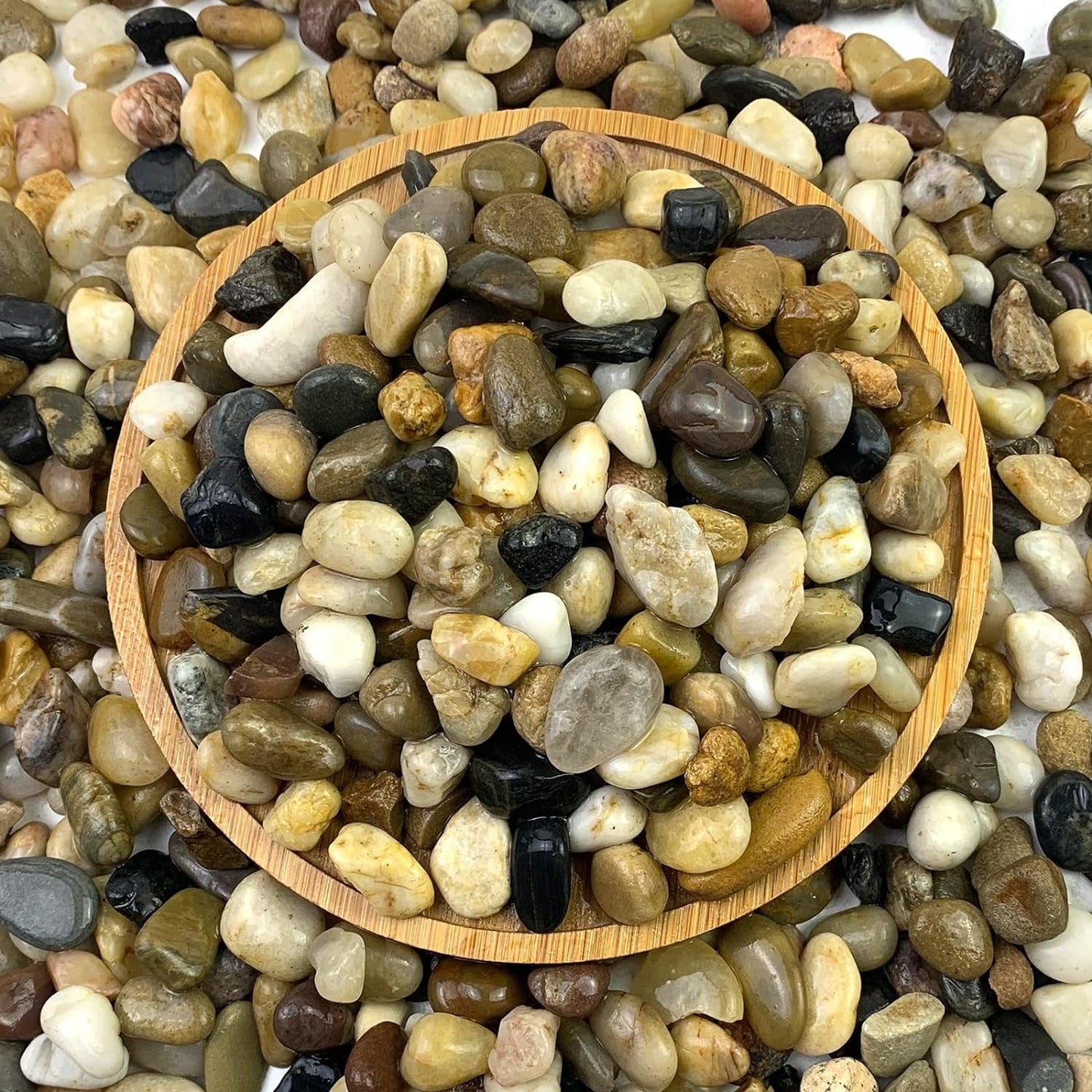 20Lbs Natural Fish Tank Gravel,1/4 Inch Pea Gravel. Mixed Color River Rocks for Aquarium, Succulent, Vase, Cactus Bonsai, Plant Soil Cover and Outdoor Landscaping Rocks