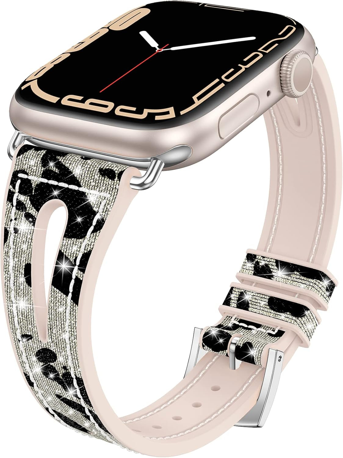 Goton Bling Silicone Band for Apple Watch Bands 49Mm 45Mm 44Mm 42Mm 41Mm 40Mm 38Mm Ultra Ultra2 Series 9 8 7 6 5 4 3 2 1 SE Women, Glitter Strap Accessories Designed for Iwatch All Series