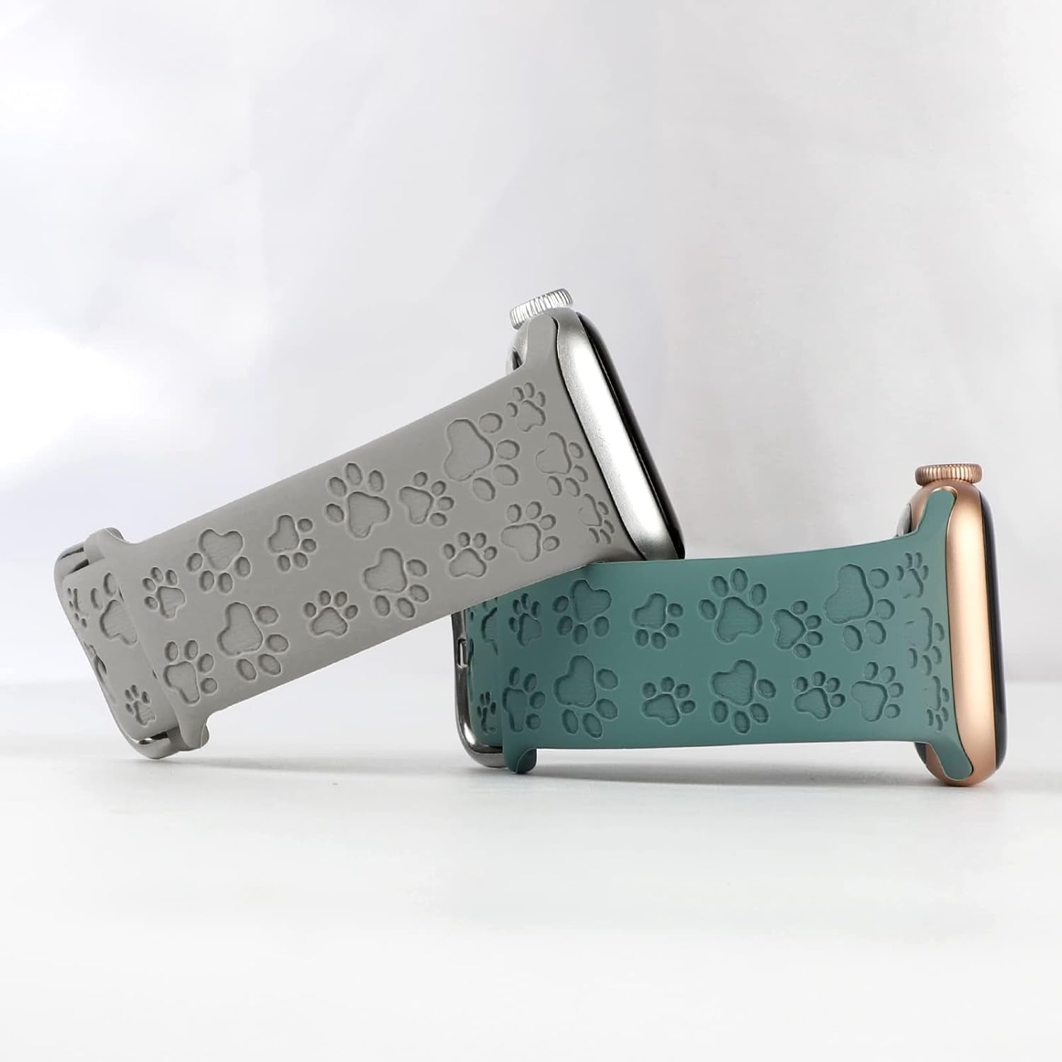 4 Pack Dog Paw Engraved Strap Compatible with Apple Watch Bands 38Mm 40Mm 41Mm 42Mm 44Mm 45Mm, Cute Animal Print Laser Soft Silicone Sport Accessories for Iwatch Series 9 8 7 6 5 4 3 2 1 SE