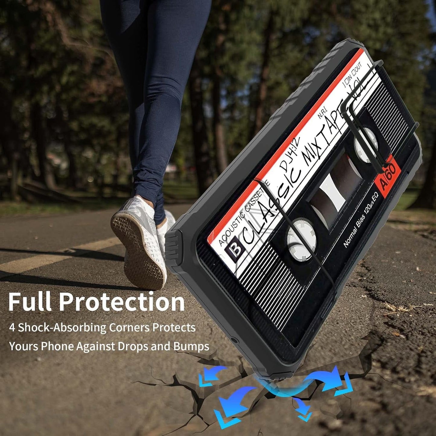 Galaxy A53 5G Phone Case with Slide Camera Cover Built-In Stand Kickstand Dual Layer Hybrid Shockproof Protective Case for Samsung Galaxy A53 5G, Retro Audio Cassette