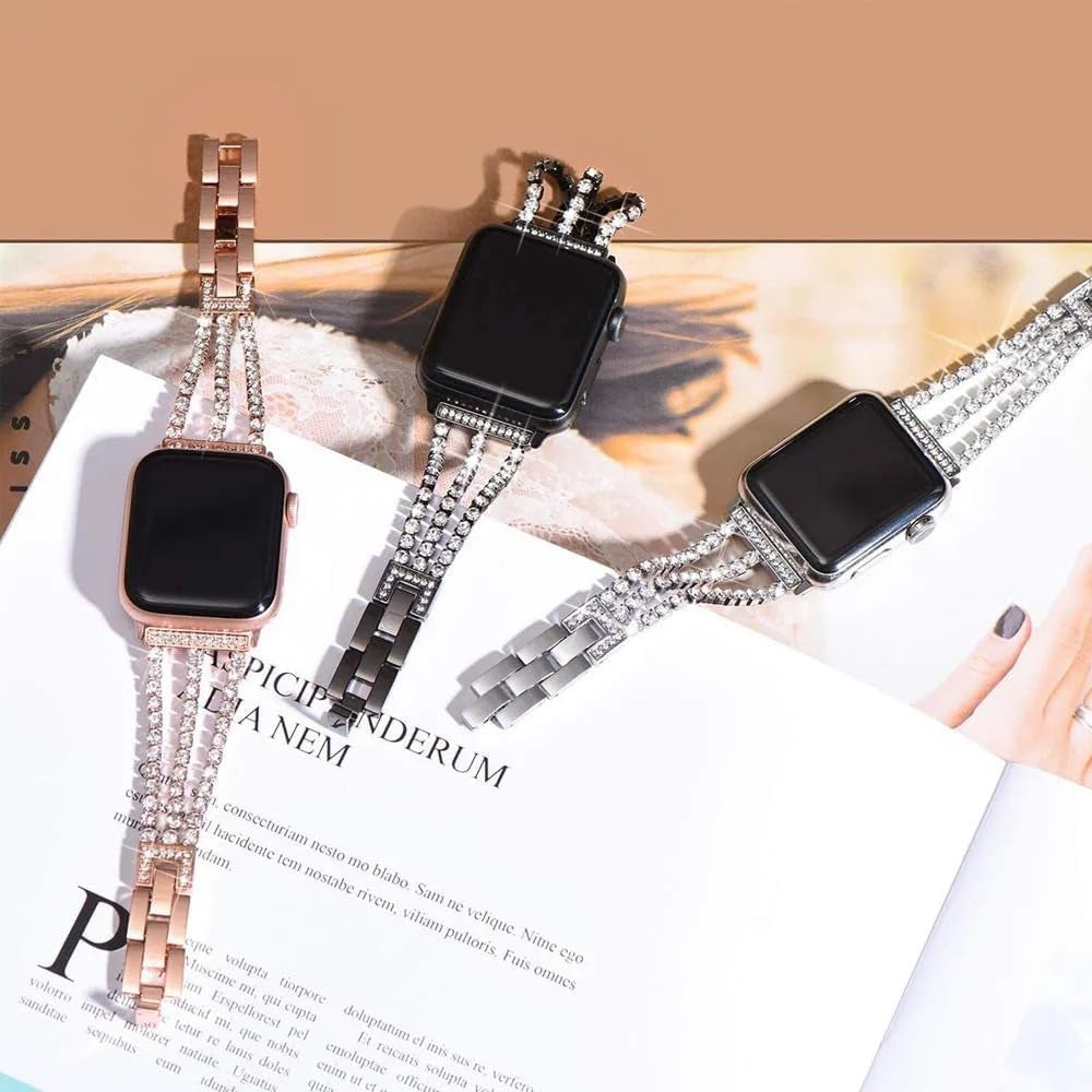 Diamond Strap for Apple Watch Ultra Band 49Mm 45Mm 41Mm 44Mm 40Mm 42Mm 38Mm Women Metal Bracelet Iwatch Series 8 6 5 4 3 Se 7