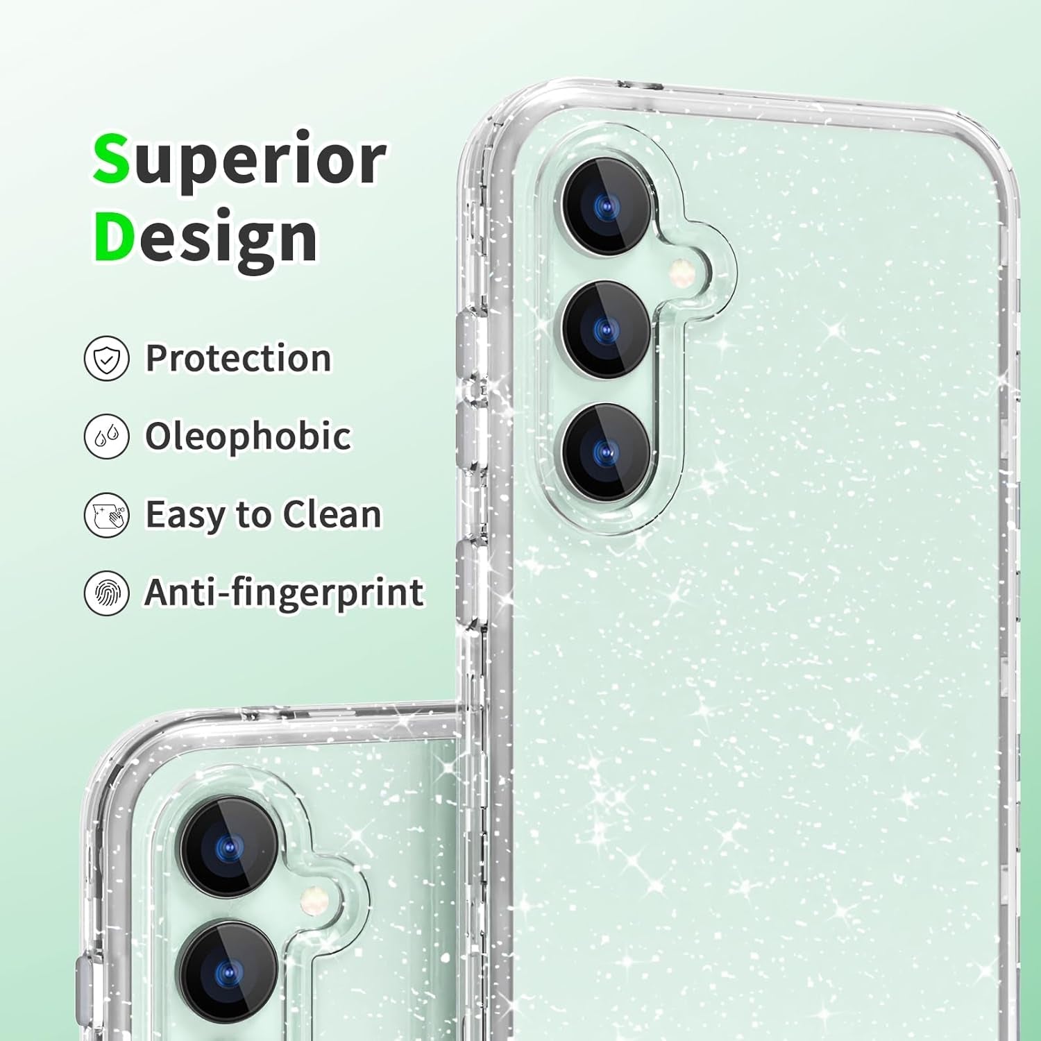 ACKETBOX for Samsung Galaxy S23 FE Case,Glitter Clear Case S23 Fe,Shockproof Bumper Protective Phone Cover,Designed for Samsung S23 FE 5G 6.4"(Clear Bling)