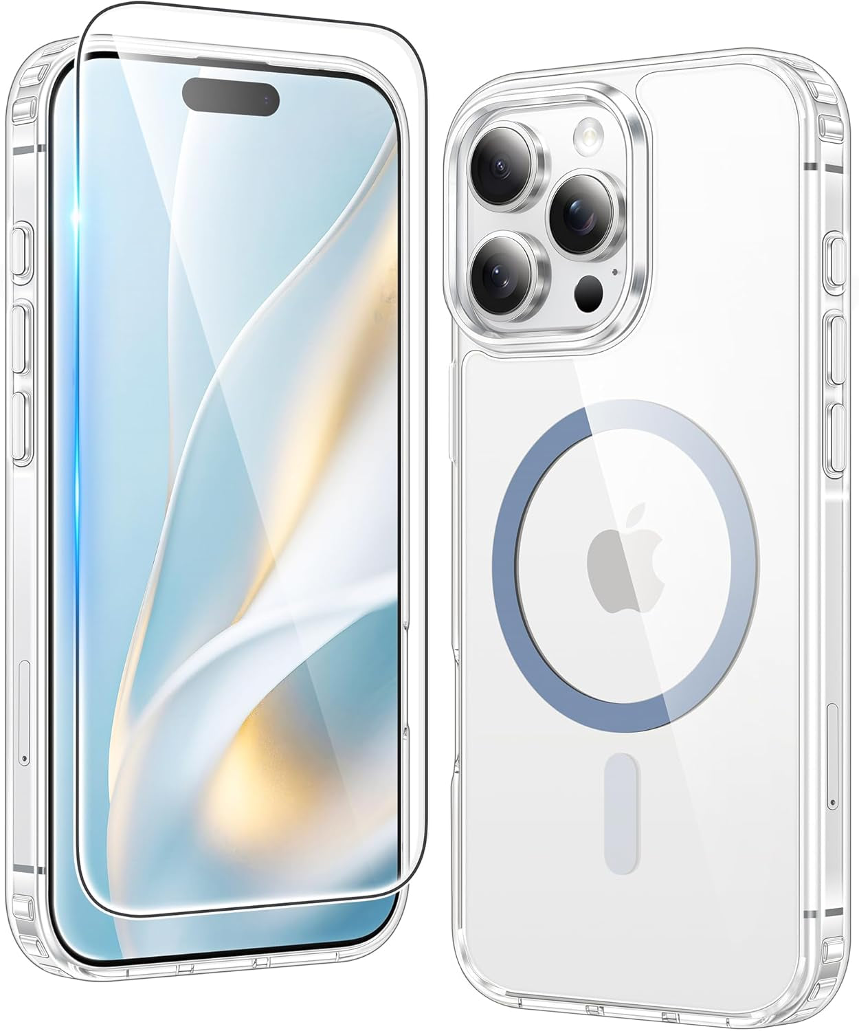 FNTCASE for Iphone 17 Pro-Max Case: Clear Magnetic Phone Cases with Screen Protector Compatible with Magsafe Slim anti Yellowing Rugged Shockproof Protective Transparent Cell Cover (A-Clear)