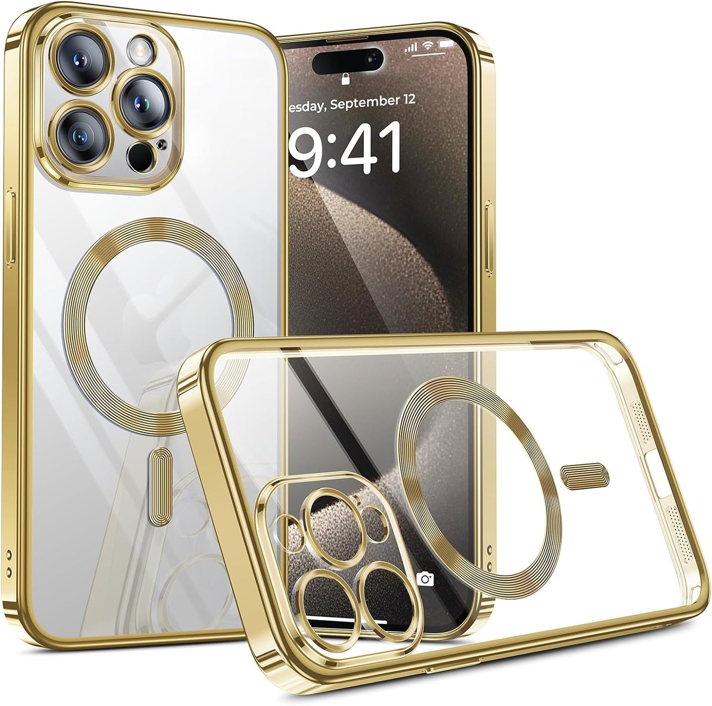 Humixx Magnetic for Iphone 15 Pro Case Clear [Compatible with Magsafe] [No.1 Strong N52 Magnets] [Mil-Grade Shockproof] Dustproof & Non-Yellowing Soft Slim Case for Iphone 15 Pro,Blue  Humixx 3.Gold Titanium Iphone 15 Pro 