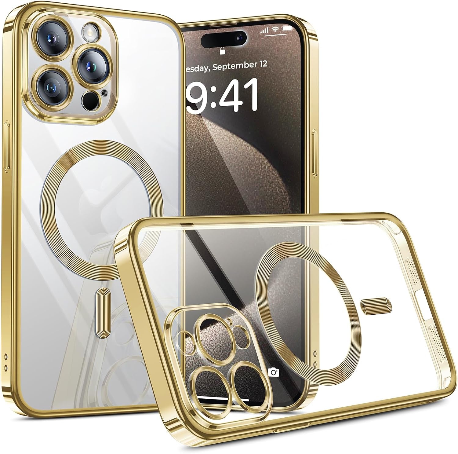 Humixx Magnetic for Iphone 15 Pro Case Clear [Compatible with Magsafe] [No.1 Strong N52 Magnets] [Mil-Grade Shockproof] Dustproof & Non-Yellowing Soft Slim Case for Iphone 15 Pro,Blue  Humixx 3.Gold Titanium Iphone 15 Pro 