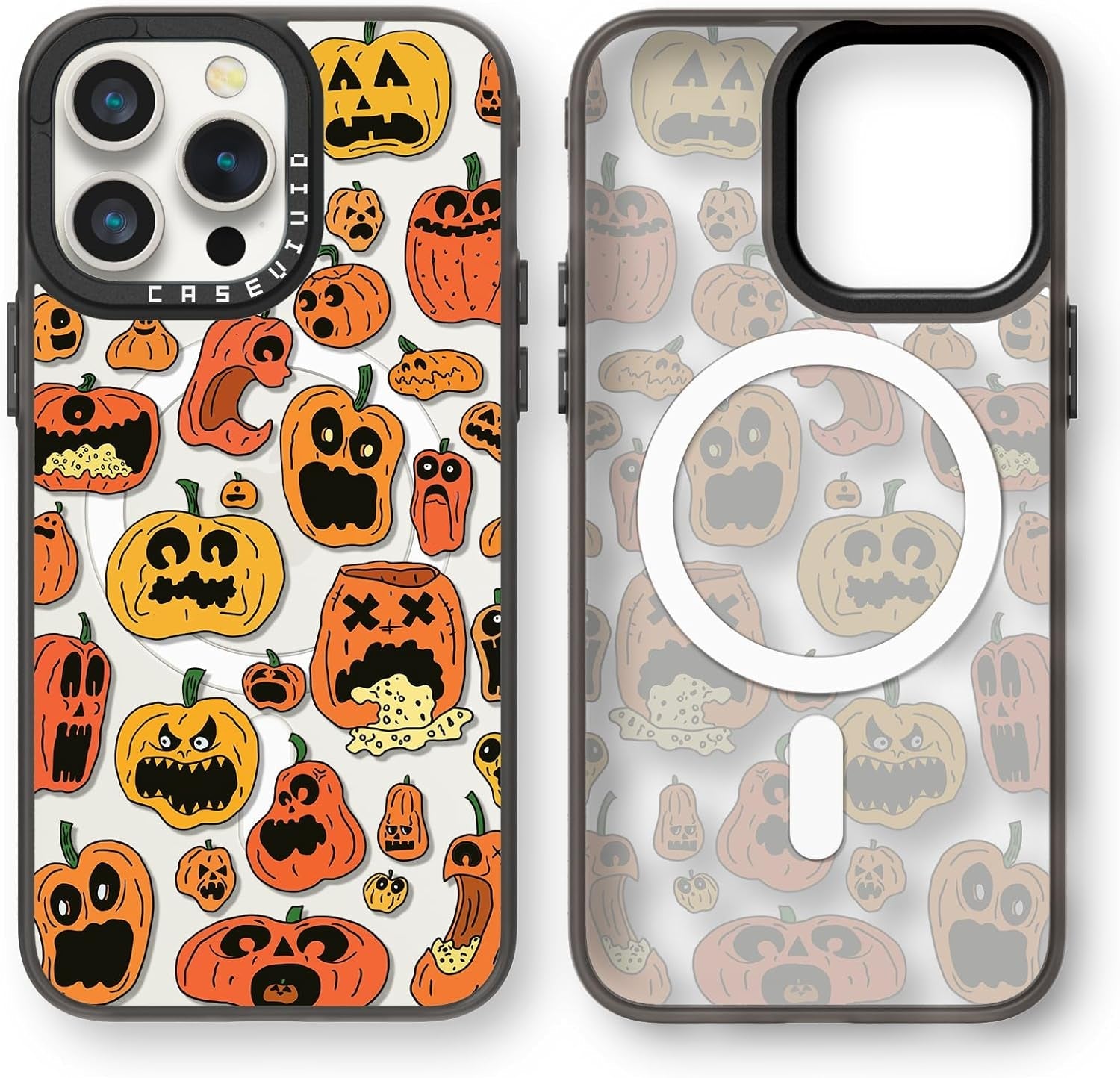 Casevivid Compatible for Iphone 15 Pro Case Cute Aesthetic - Durable Fashion Funny Phone Case - Girly Butterfly Pattern Print Cover Design for Woman Girl 6.1 Inches Black  CASEVIVID Jack-O-Lantern Magsafe 