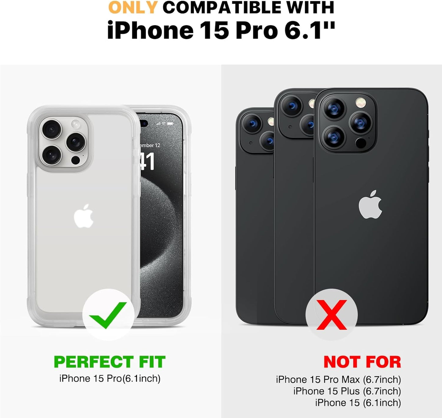 Diaclara Designed for Iphone 15 Pro Case, Full Body Rugged Case with Built-In Touch Sensitive Anti-Scratch Screen Protector, with Camera Lens Protector for Iphone 15 Pro 6.1",Frosted Clear  Diaclara   