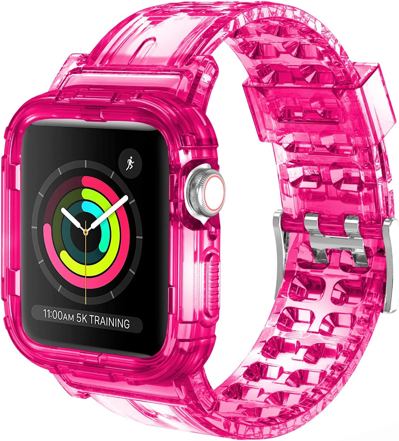 Compatible for Apple Watch Band 45Mm 44Mm 42Mm with Bumper Case - Sports Men Women Bands for Iwatch Series 6 5 4 3 2 1 SE, TPU Rugged Sports Band with Full Protection Case for Girl/Women…