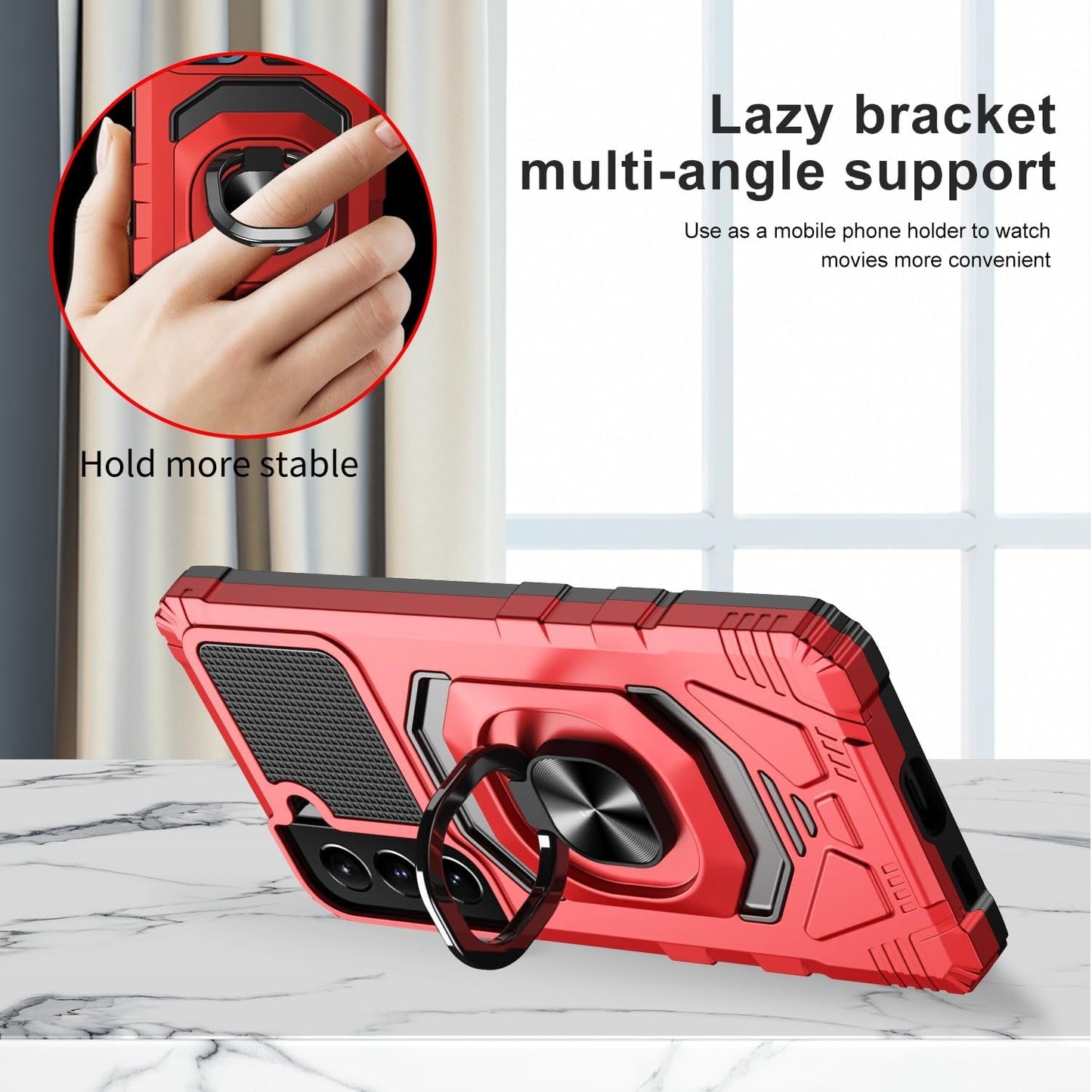 For Samsung Galaxy S22 plus Case with Kickstand Ring Magnetic Holder Military Grade for Galaxy 22+ plus Case Protective Shockproof Case Armor Cover for Galaxy S22 plus Phone Case (Red)