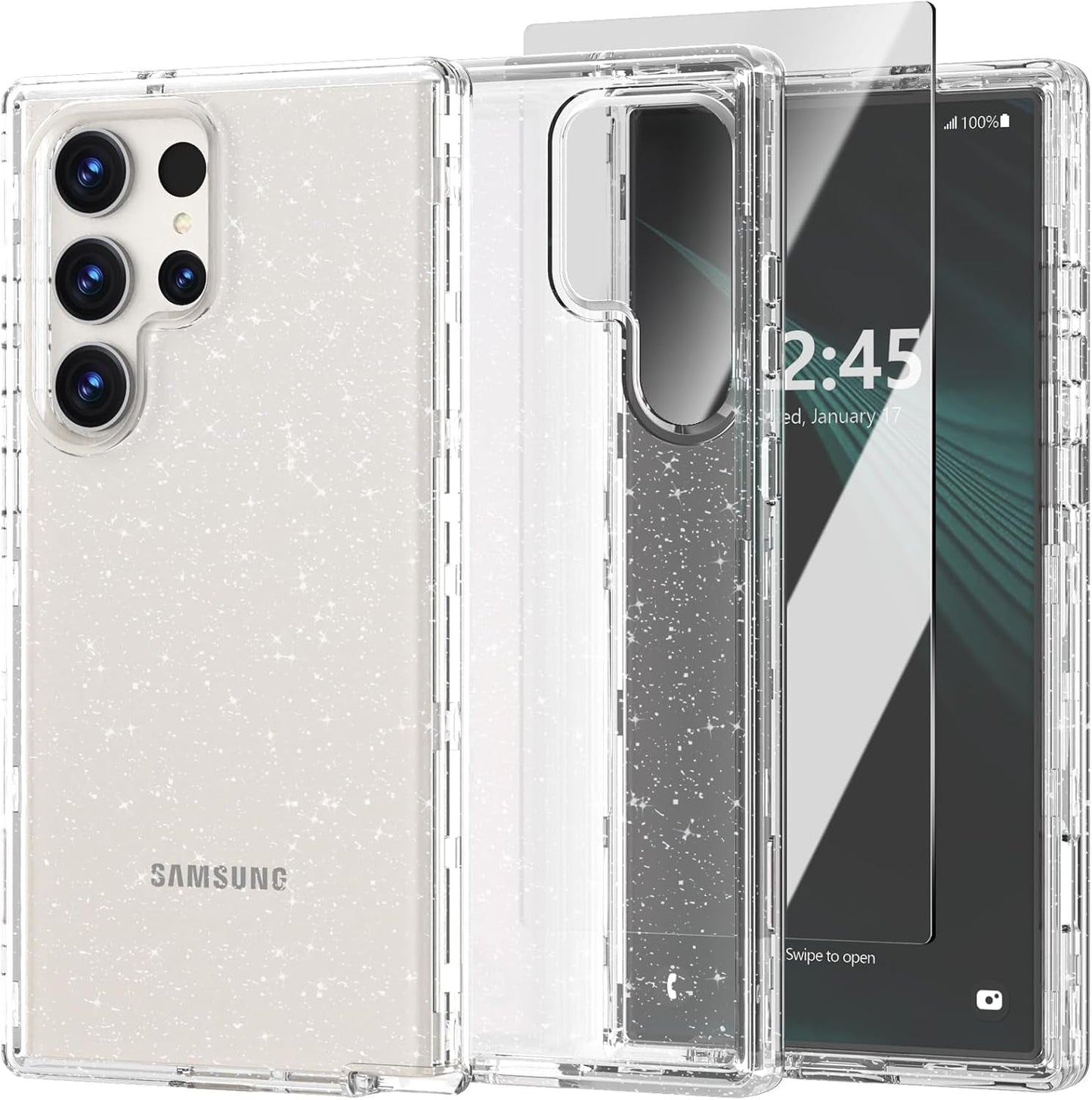 ACKETBOX for Samsung Galaxy S23 Ultra Case,Glitter Clear Case S23 Ultra,Shockproof Bumper Protective Phone Cover,Designed for Samsung Galaxy S23 Ultra 5G 6.8 Inch（Clear Bling）