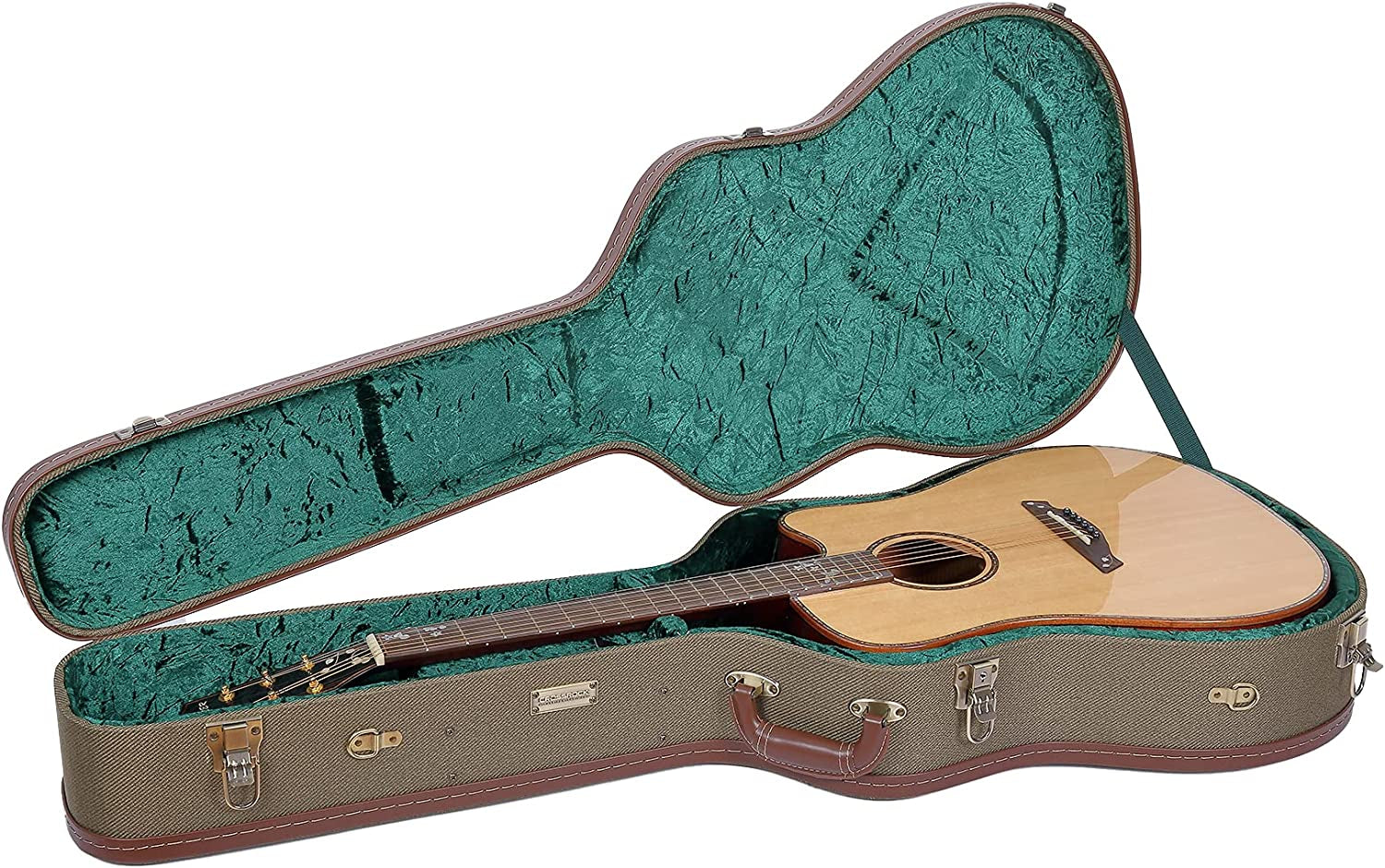Crossrock Hard-Shell Wood Case for Les Paul Electric Guitars with Removable Shoulder Straps-Tweed(Crw700Ltw)  Crossrock Green Dreadnought 