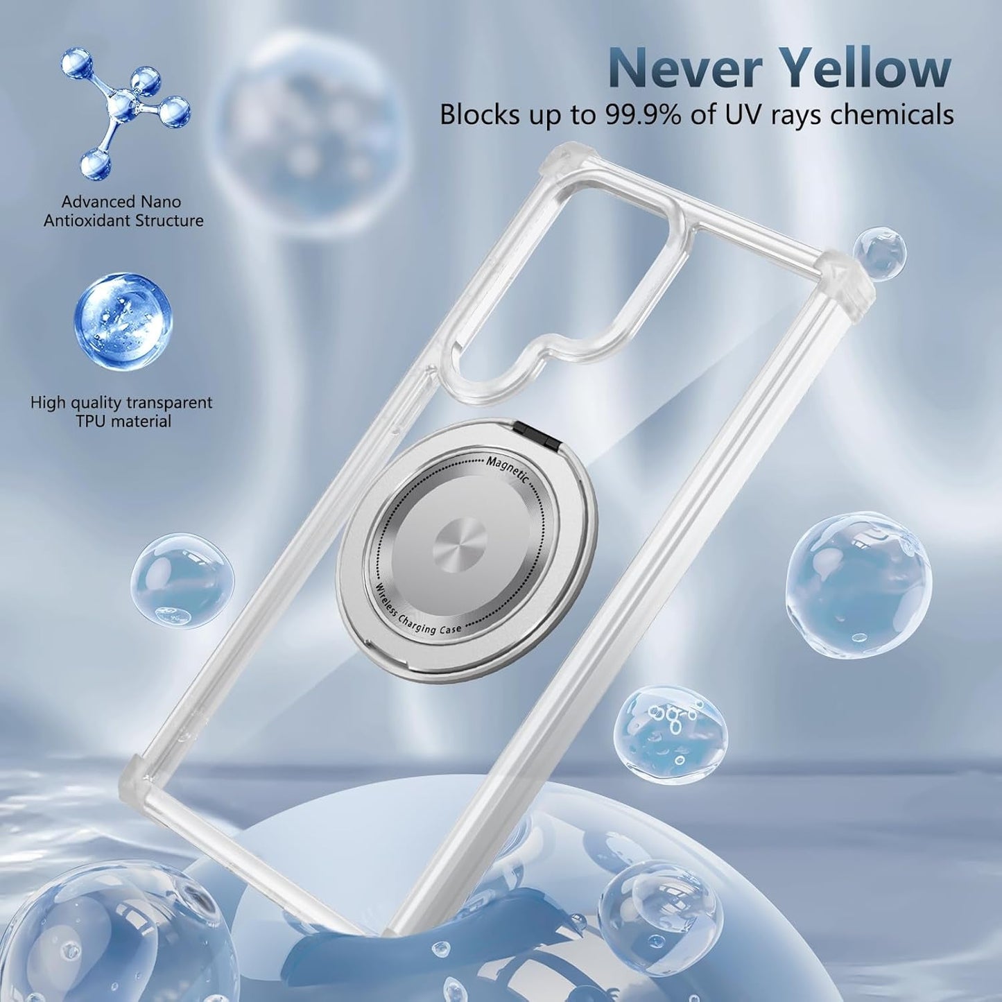 For Samsung Galaxy S22 Ultra Case Magnetic Compatible with Magsafe Galaxy S22Ultra Case with Glass Screen Protector,With Kickstand Military Grade Drop Protection Shockproof S22Ultra Case Clear