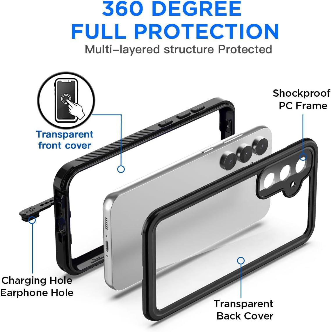 Aicase for Samsung Galaxy S23 FE Case Waterproof Clear Built-In Screen Protector Snowproof,Dustproof,Shockproof,Ip68 Certified [Real 360] Full Body Protection Fully Sealed Underwater for S23 FE 6.4"_1