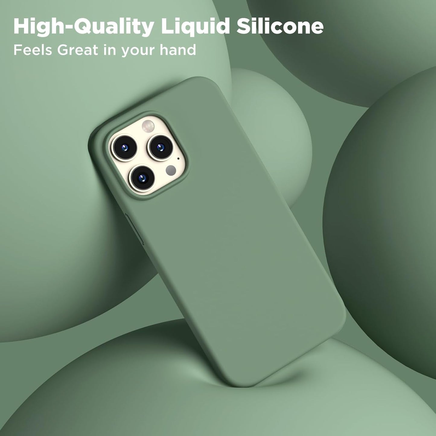 COFFKER Designed for Iphone 14 Pro Max Case, Liquid Silicone Case [2X Screen Protectors], Shockproof Slim Thin Protective Phone Case with Soft Anti-Scratch Microfiber Lining, 6.7 Inch, Calke Green  COFFKER   