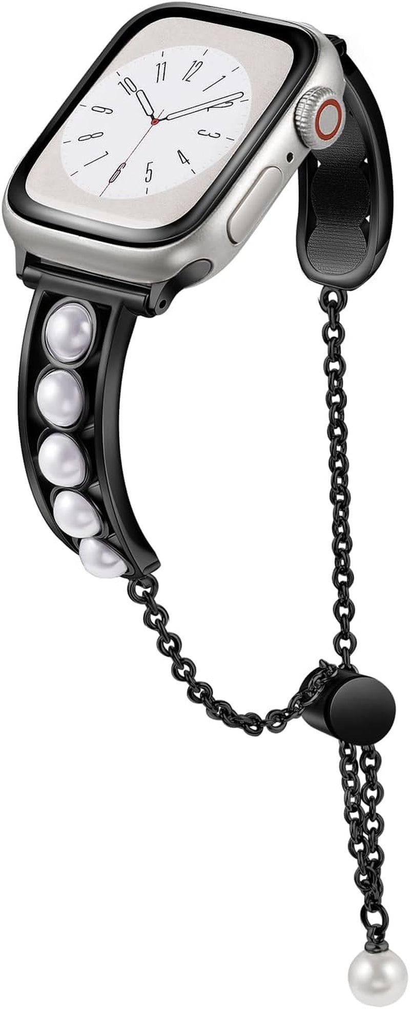 Elegant Pearl Chain Compatible with Apple Watch Band 49Mm 45Mm 44Mm 42Mm 41Mm 40Mm 38Mm, Luxury Stainless Steel Strap for Iwatch Ultra 2 1 Series 9 8 7 SE 6 5 4 3 2 1