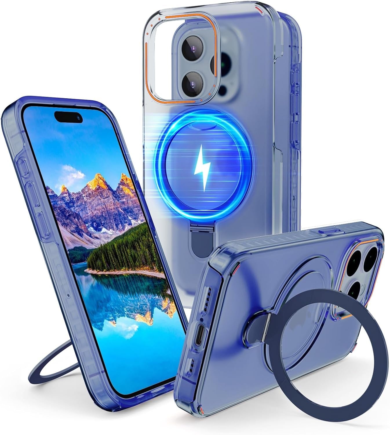 Flodsw Shockproof Case for Iphone 15 Pro,Compatible with Magsafe,Stronger Magnetic Iphone 15 Pro Case with Stand,Dual Layer Phone Case,[Military Drop Protection][Anti Yellowing] 6.1Inch,Blue  Flodsw   