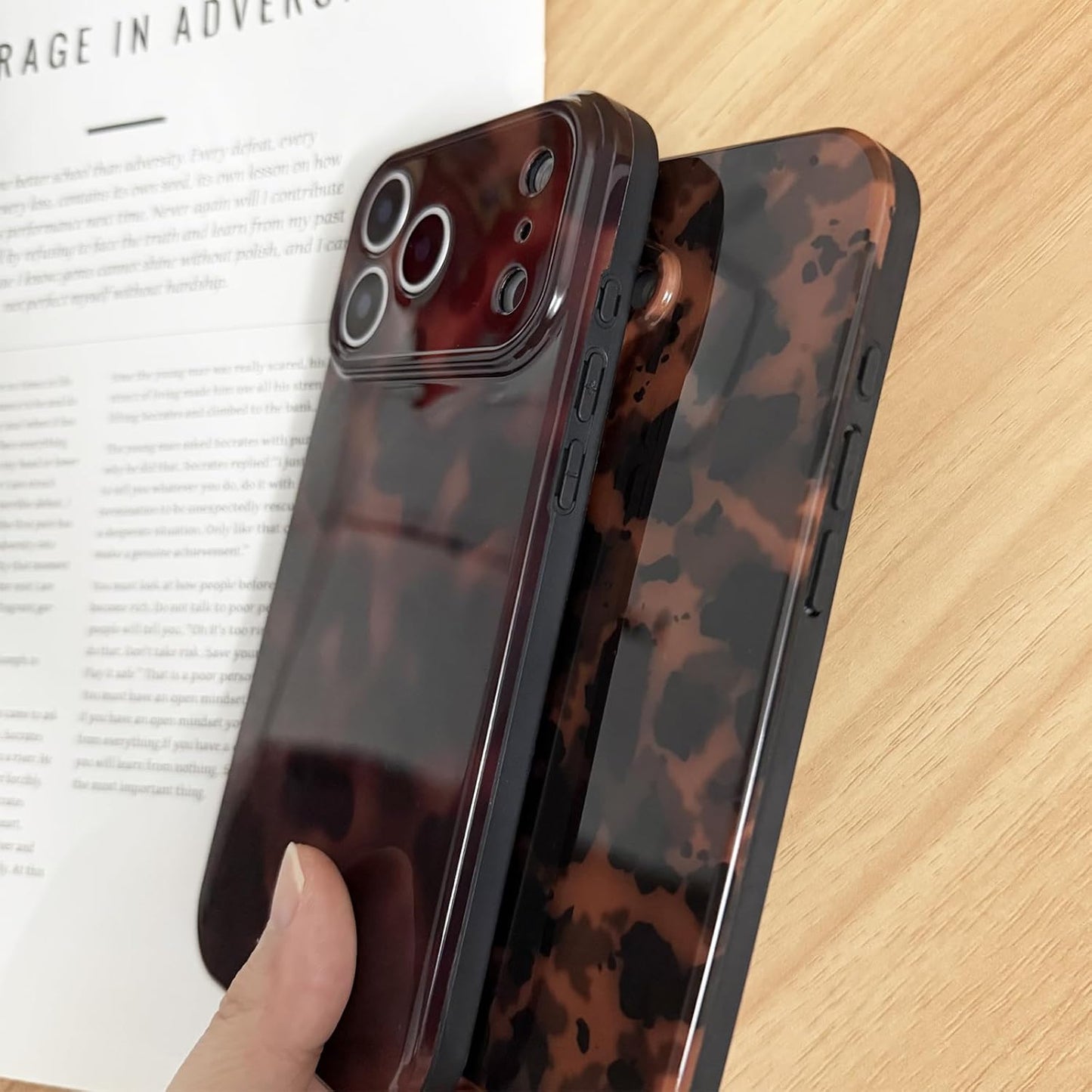 Cute Phone Case for Iphone 17 Pro Case Tortoise Shell Pattern Leopard Full Camera Protective Slim Shockproof Cool Trendy Aesthetic-Brown Amber