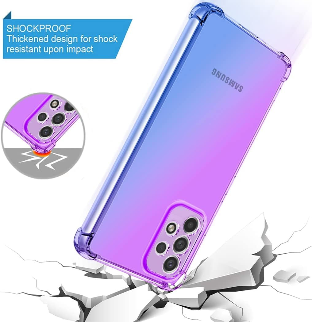 For Galaxy A53 5G Case, Samsung A53 5G Clear Cute Gradient Phone Case Slim anti Scratch Flexible TPU Cover Shockproof Protective Case for Samsung Galaxy A53 5G (Purple/Blue)