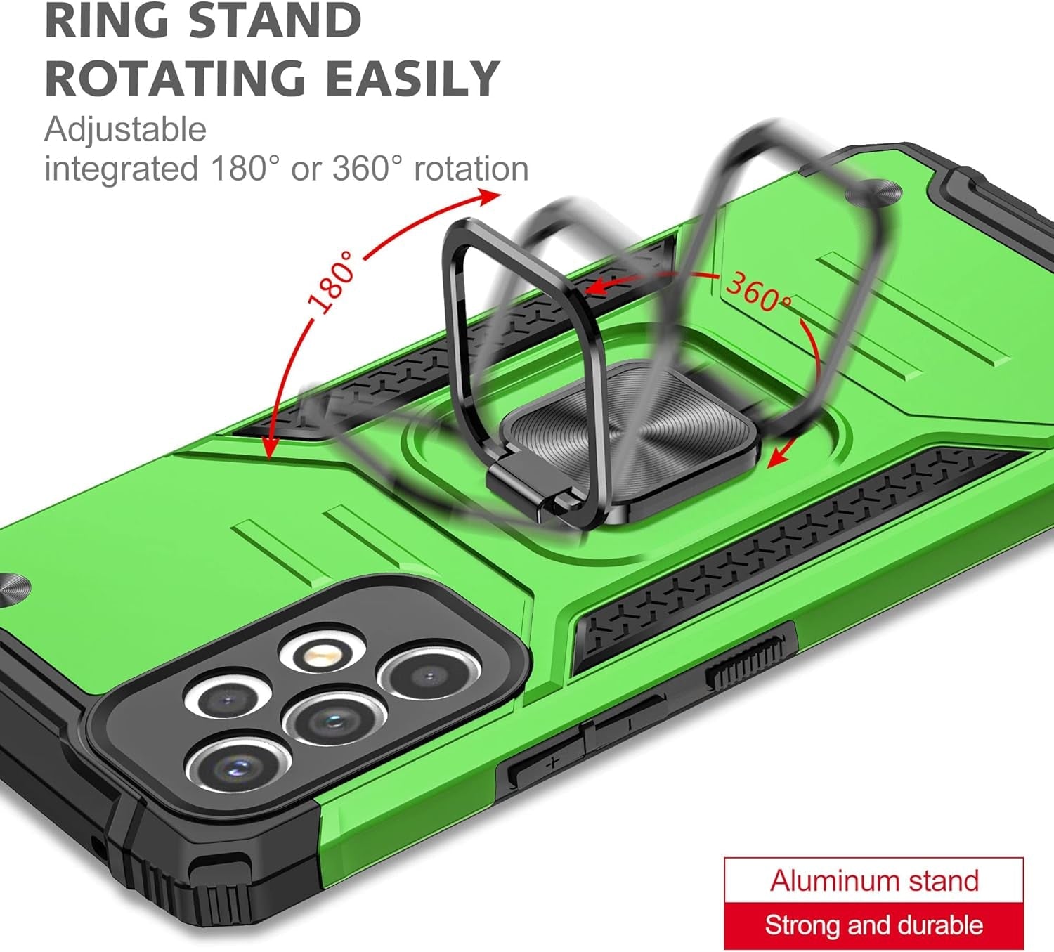 For Samsung A53 5G Case, Galaxy A53 5G Case with HD Screen Protector, 360°Military Grade Rotatable Kickstand (Heavy Duty) Shockproof Protective Fit Cases for Samsung Galaxy A53 5G (Green)