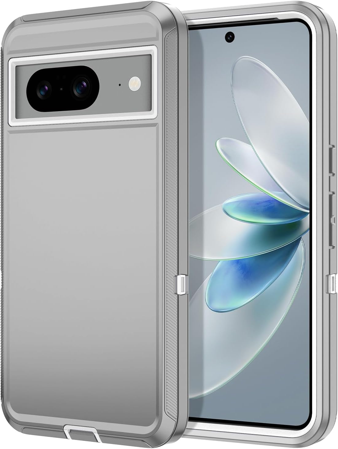 Hucasok for Google Pixel 8 Case Shockproof Rugged Full Body Protection Scratch Resistant Heavy Duty Dust/Drop Proof 3-Layer Durable Cover Case for Google Pixel 8 6.2 Inch,Navy Blue  Hucasok Grey/White Google Pixel 8 6.2 Inch 