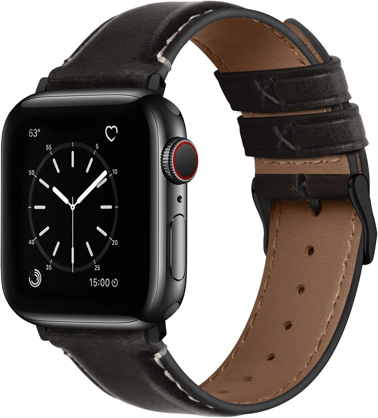 Fullmosa Retro Leather Bands Compatible with Apple Watch 38Mm 40Mm 41Mm for Men Women, Top Grain Real Leather Strap for Iwatch Series 9/8/7/6/5/4/3/2/1/SE/SE2, Brown+Black Buckle
