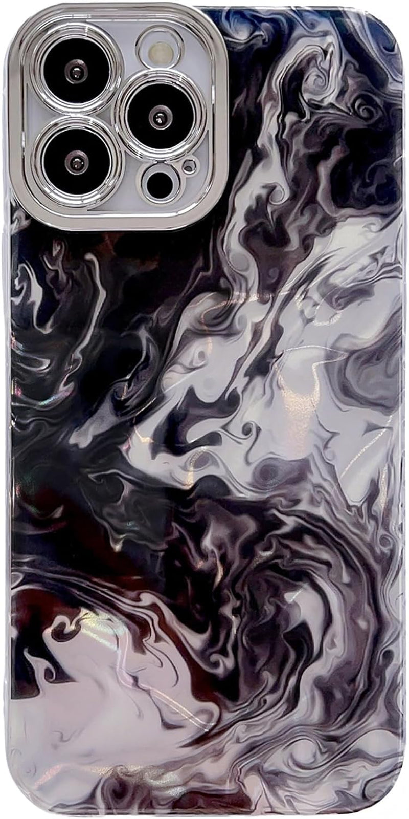 LY&SASIF Designed for Iphone 14 Pro Max Case, Luxury Glitter Marble Liquid Ink Phone Case for Women Girls, Hybrid 2-Layer Hard Shell + Silicone Protector Shockproof Cover, Gold  LY&SASIF Black Iphone 14 Pro Max 