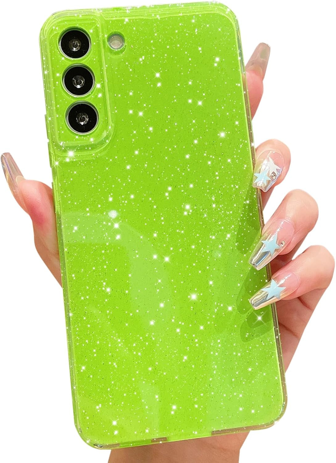 Cute Glitter Case for Samsung Galaxy S22 plus Case S22+ (6.6 Inch), Neon Bright Sparkly Bling Soft Silicone Phone Cover for Women Girls (Hot Pink)