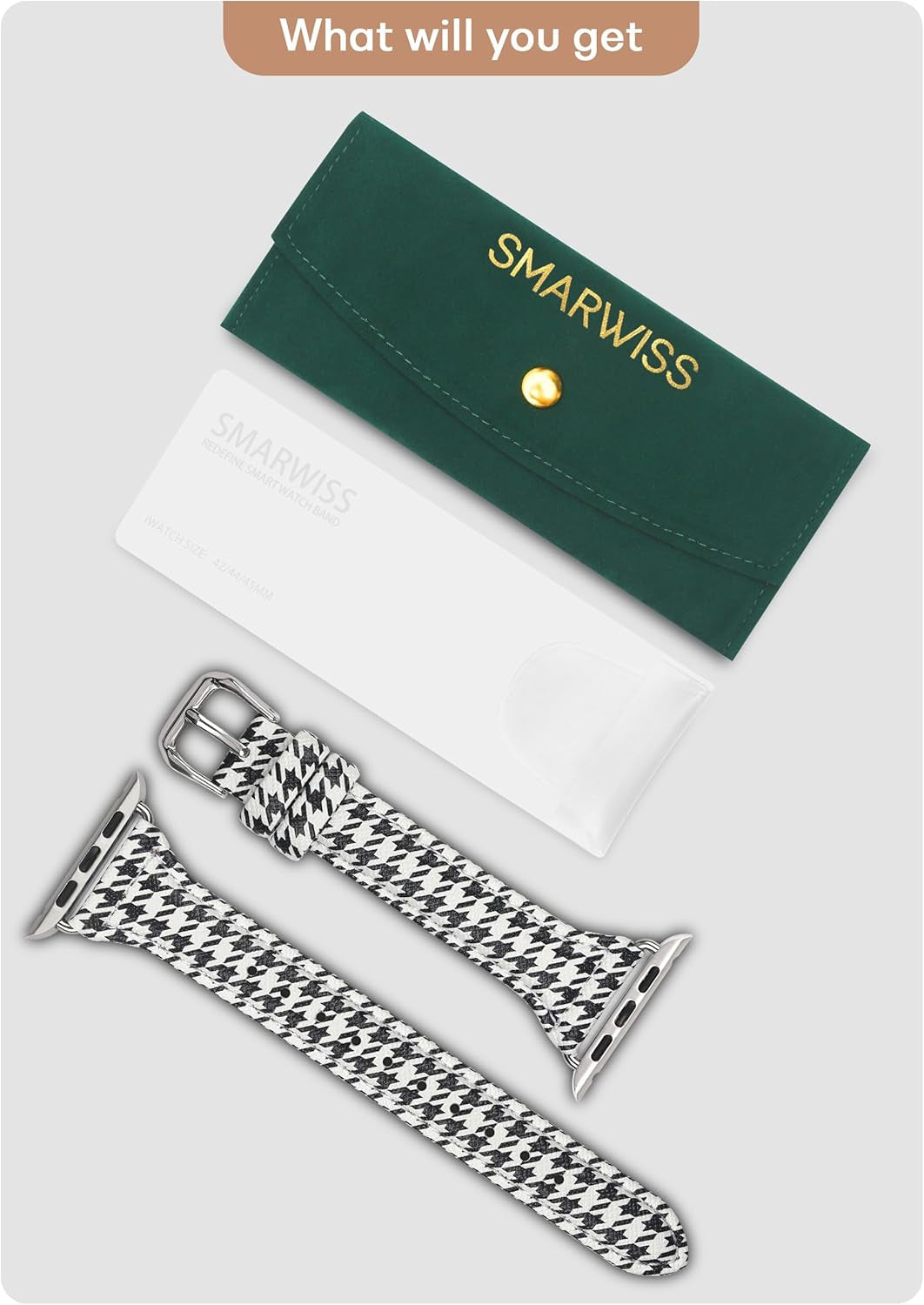 Designer Plaid Pattern Band Compatible with Apple Watch 41Mm 40Mm 38Mm, Soft Luxury Leather Wristband Black&White Grid for Iwatch Series 9/8/7/6/5/4/3/2/1/SE for Women/Girl