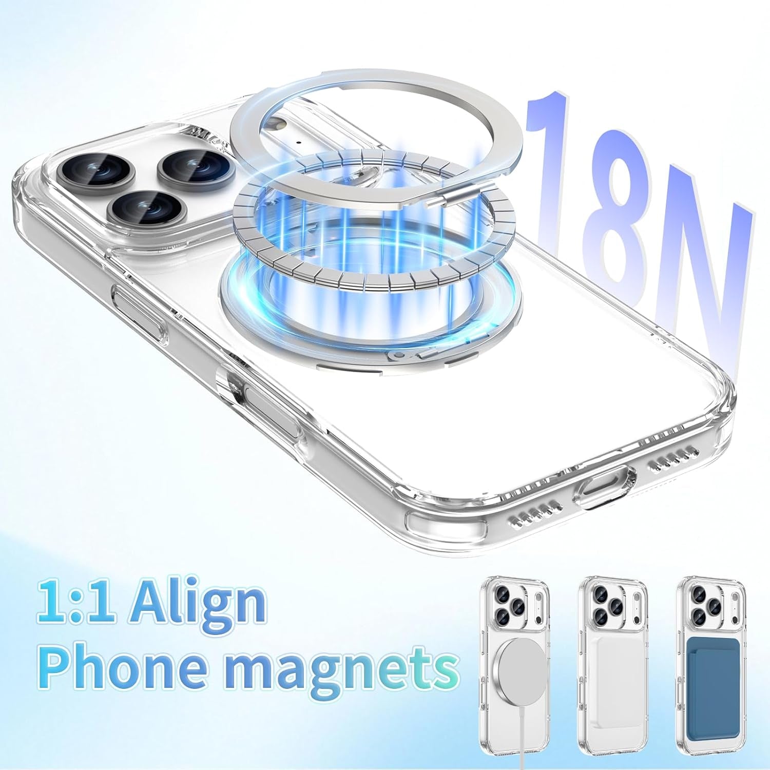 ACESTAR 360° Magnetic Stand Case Compatible with Iphone 17 Pro Max, Rotatable Flexible Ring Holder Phone Cover for Men Women | Compatible with Magsafe | Shockproof & Anti-Scratch | Anti-Yellowing