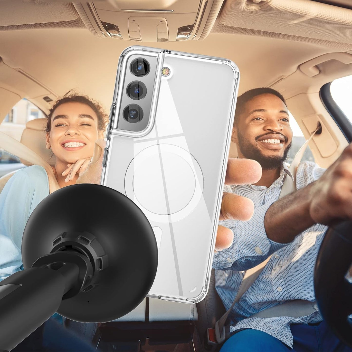 ENCASED Clear Back for for Samsung Galaxy S22 plus Case, Slim Magnetic Phone Case Compatible with Magsafe (S22+)