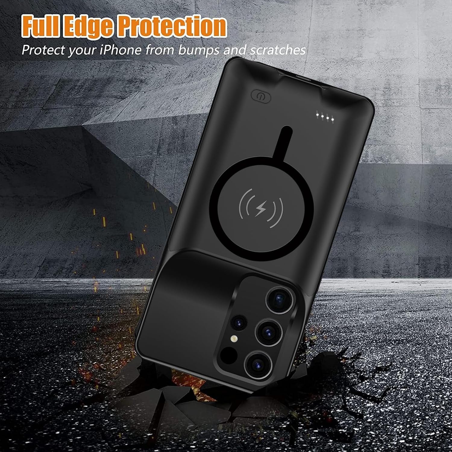 Battery Case for Galaxy S22 Ultra/S23 Ultra,[12000Mah]Large Capacity Slim Portable Protective Fast Charging Case Backup Power Bank Battery Case Compatible with Samsung Galaxy S22 Ultra/S23 Ultra-Black