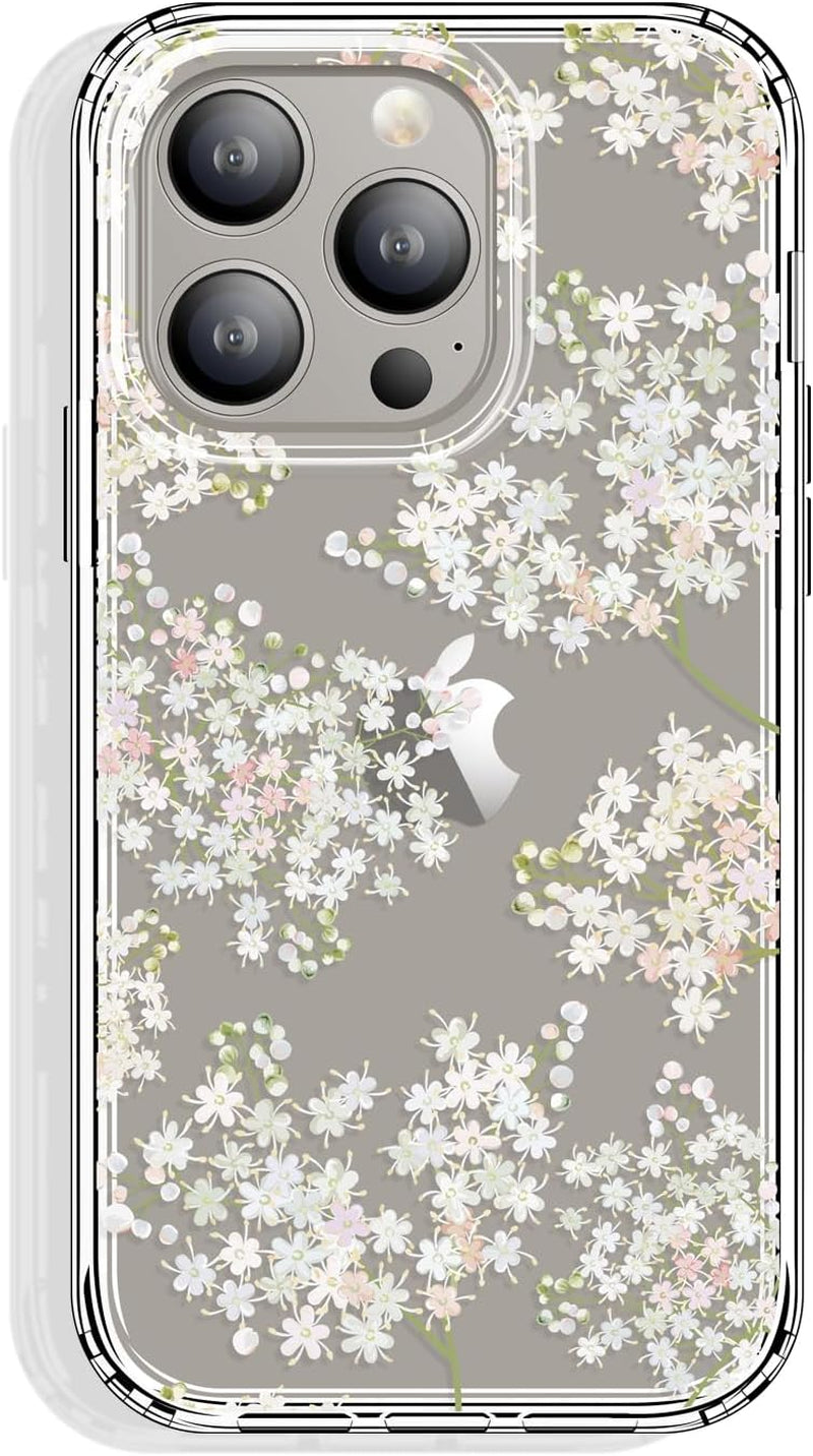 GYZYA for Iphone 15 Pro Case Clear 6.1 Inch with Pattern Design, Protective Slim TPU Cover + Shockproof Bumper for Women and Girls (Blooming Flowers)  GYZYA Flowers006  