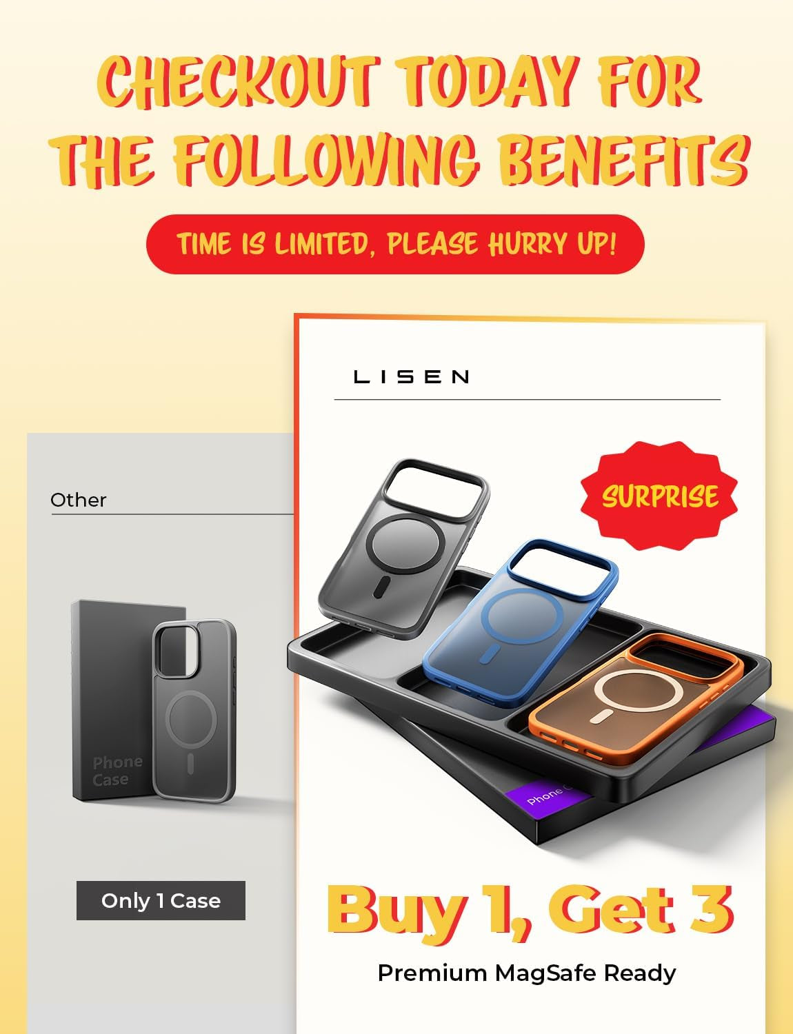 LISEN 3 in 1 Shockproof for Iphone 17 Pro Max Case [2025 Upgrade] (Compatible with Magsafe & Shockproof Military-Grade Protection) Magnetic Phone Cover Funda Para Iphone 17 Pro Max, 3-Color Set