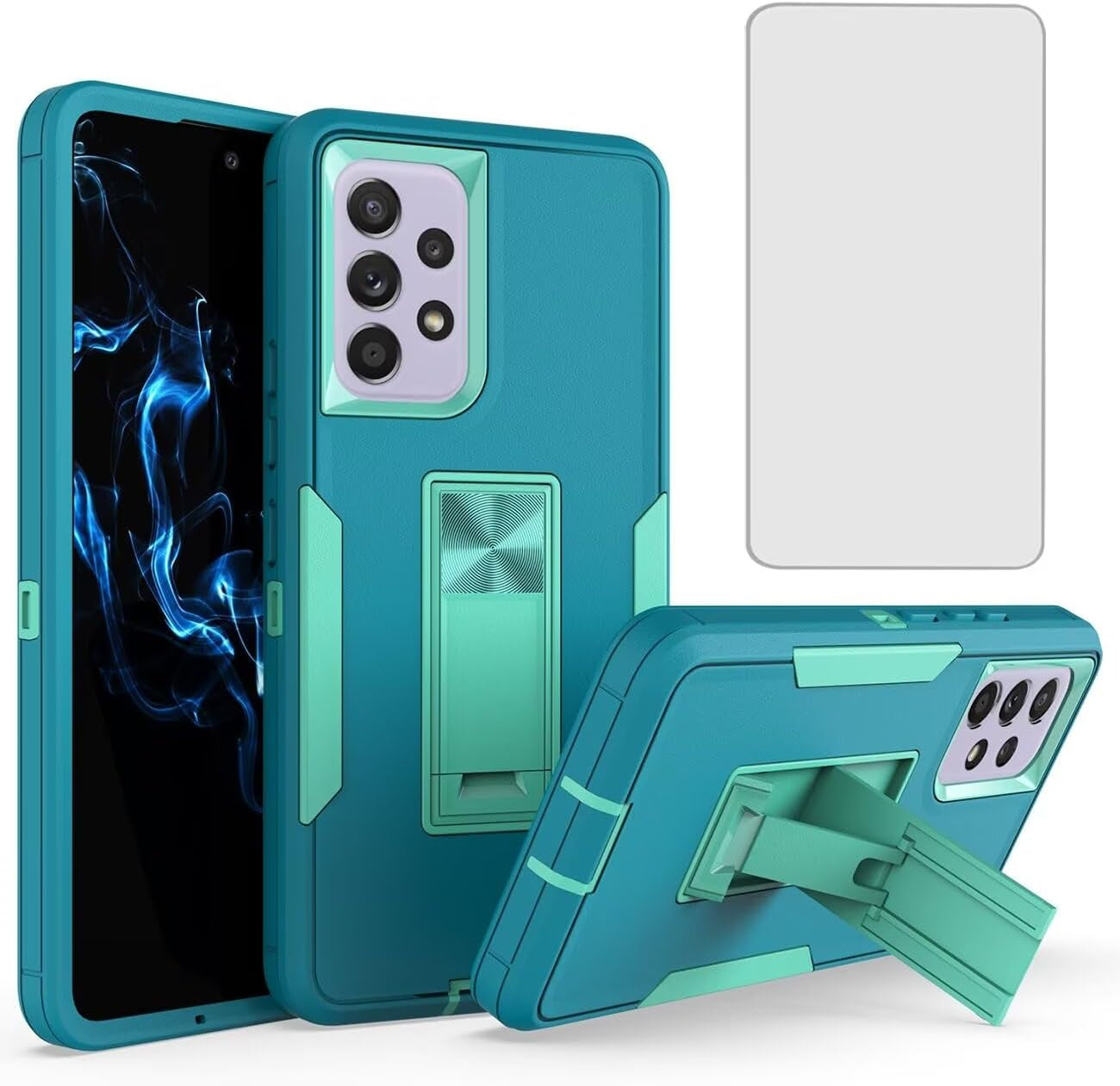 Case for Galaxy A53 5G Case/Samsung A53 5G SM-A536U Case with Tempered Glass Screen Protector, Hybrid Heavy Duty Magnetic Built-In Kickstand Protective Cover for Samsung Galaxy A53 5G Navy Blue