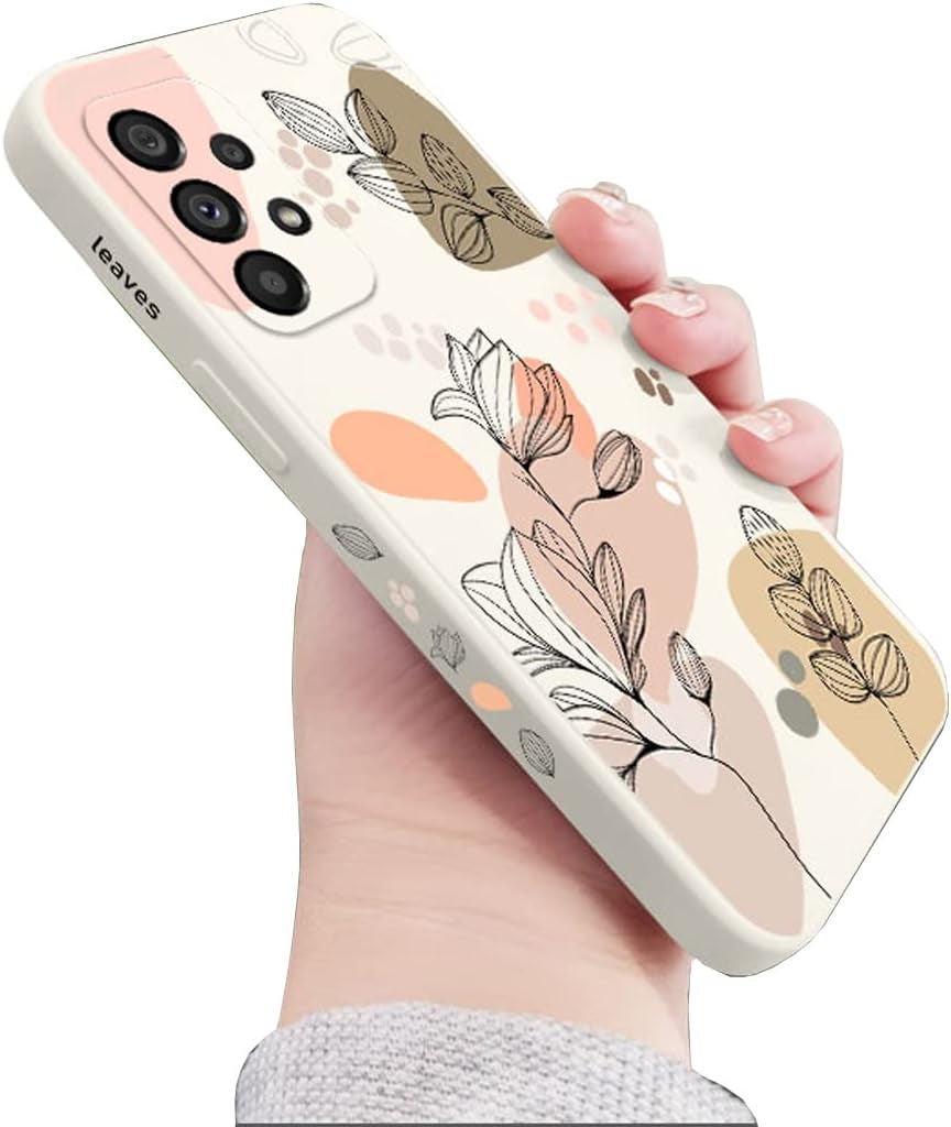 For Galaxy A53 5G Case for Women Girls Cute Plants Leaf Camera Lens Protector Soft TPU Bumper Slim Liquid Silicon Rubber Shockproof Protective Cover Phone Case for Samsung Galaxy A53 5G-Purple