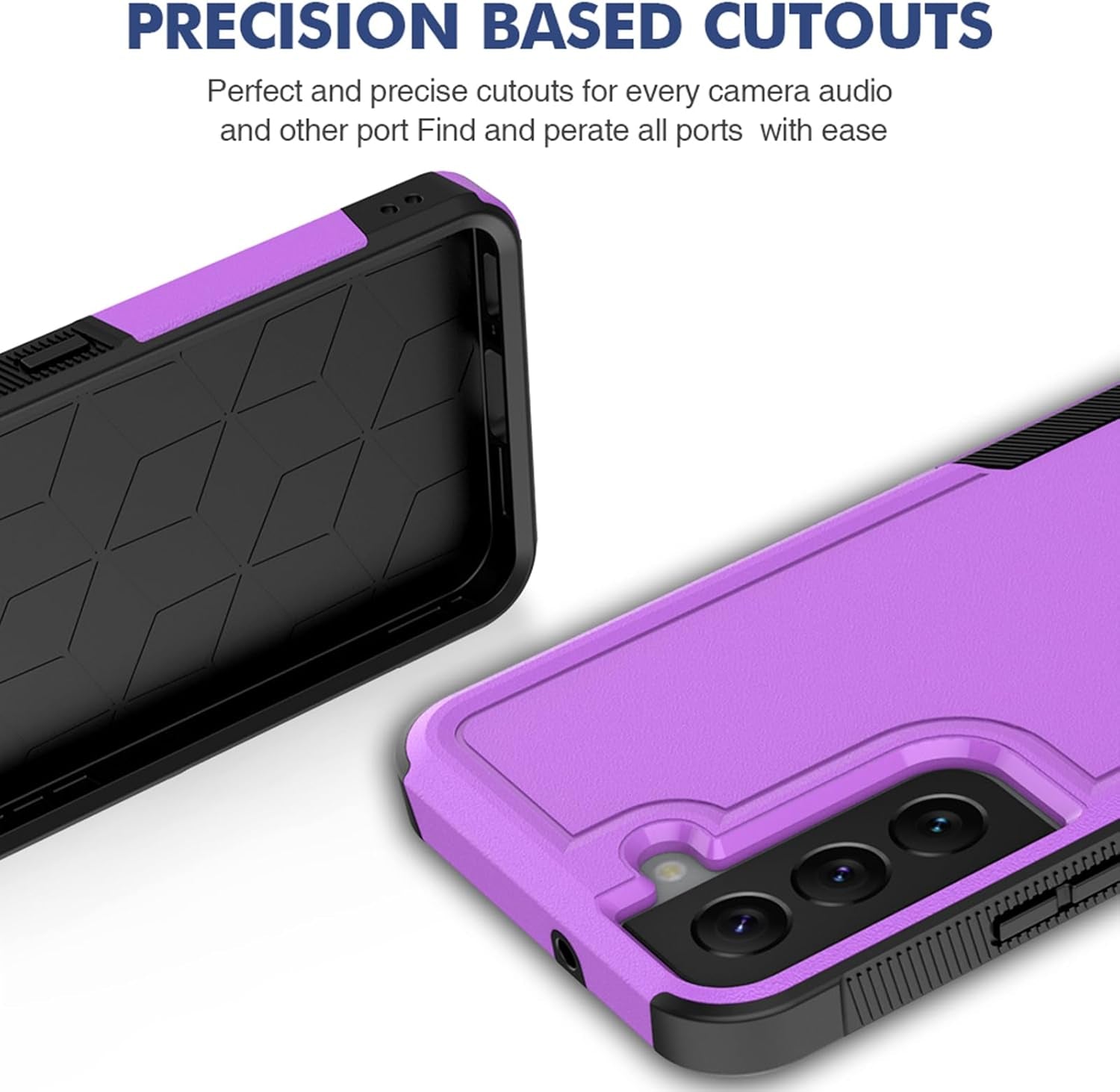 For Samsung Galaxy S22 Case: Dual Layer Protective Heavy Duty Cell Phone Cover Shockproof Rugged with Screen Protector - Military Protection Bumper Tough - Samsung Galaxy S22 5G 2022, 6.1 Inch, Purple