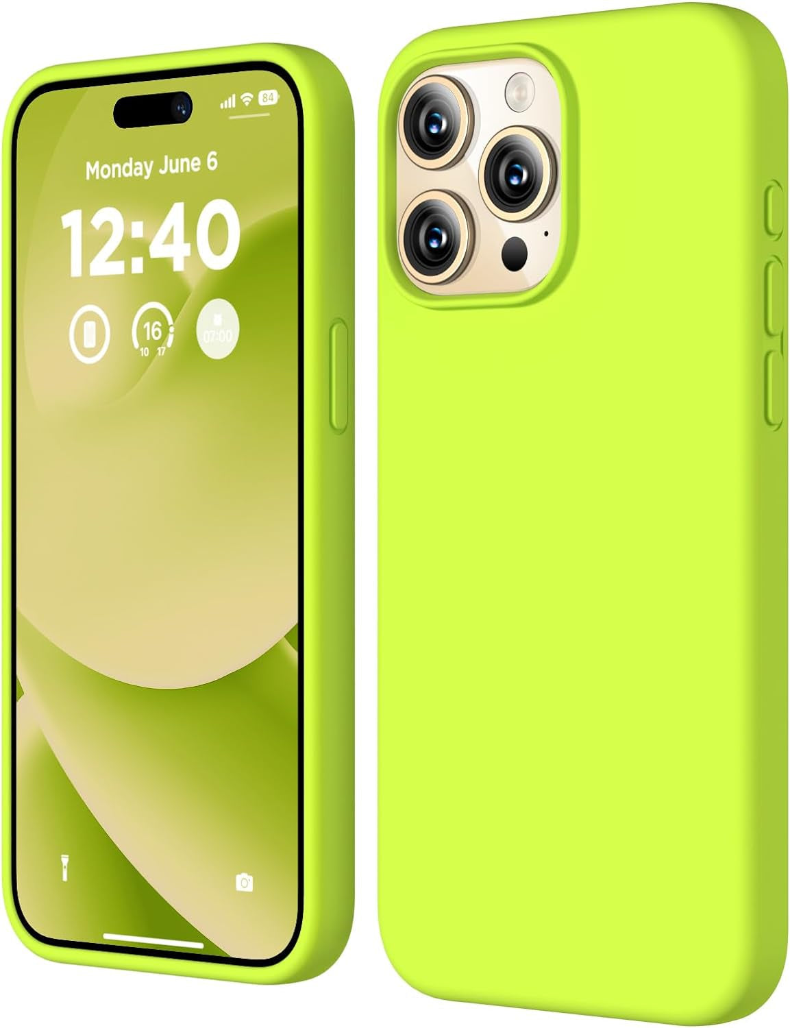 COFFKER Compatible with Iphone 15 Pro Case, Liquid Silicone Case, Full Body Shockproof Protective Cover Slim Thin Phone Case with Soft Anti-Scratch Microfiber Lining, 6.1 Inch-Orange  COFFKER Fluorescent Yellow  