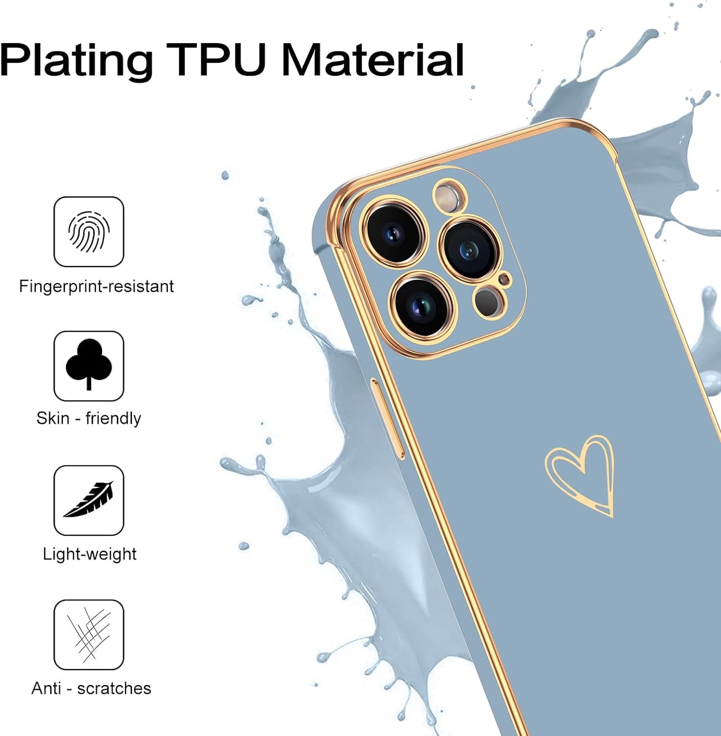 BENTOBEN Iphone 14 Pro Case, Slim Fit Cute Heart Pattern 14 Pro Phone Case, Soft Flexible Shockproof TPU Bumper Women Girls Non-Slip Lightweight Charging Protective Cover for Iphone 14 Pro 6.1", Gray  BENTOBEN   