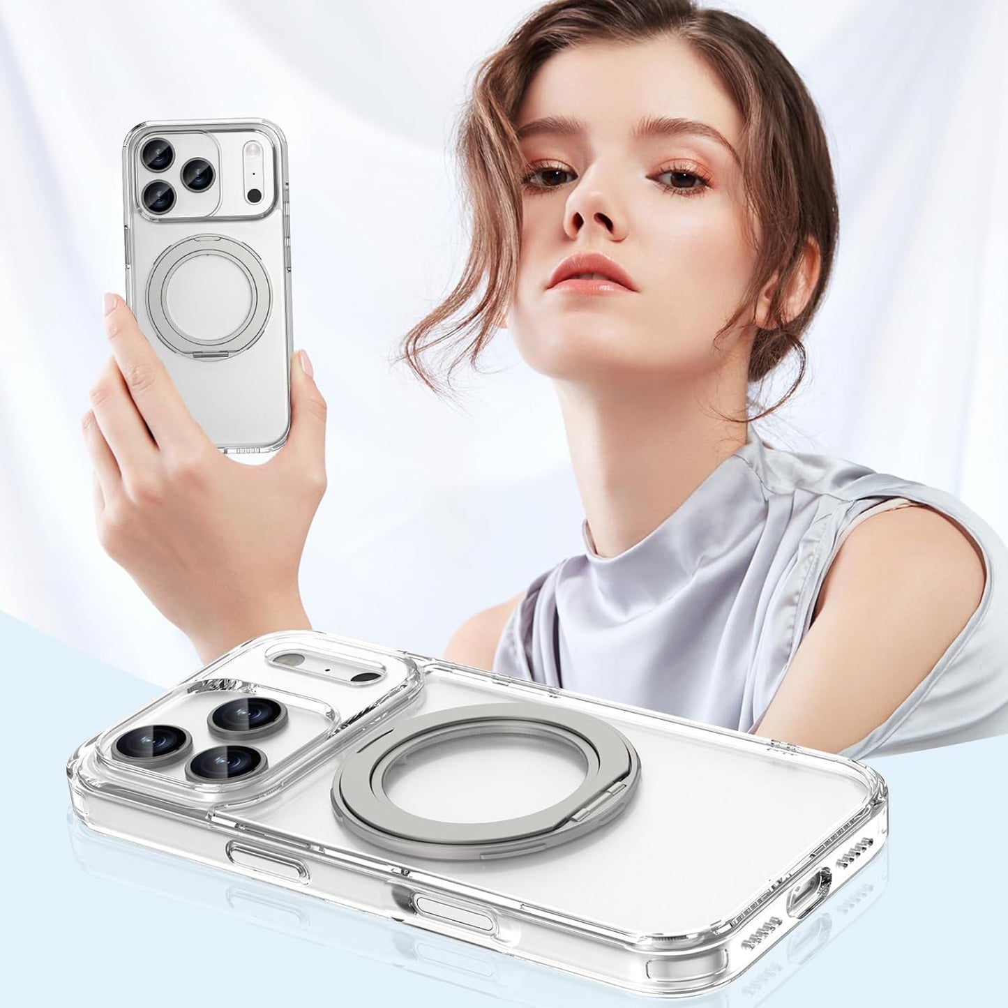 ACESTAR 360° Magnetic Stand Case Compatible with Iphone 17 Pro Max, Rotatable Flexible Ring Holder Phone Cover for Men Women | Compatible with Magsafe | Shockproof & Anti-Scratch | Anti-Yellowing