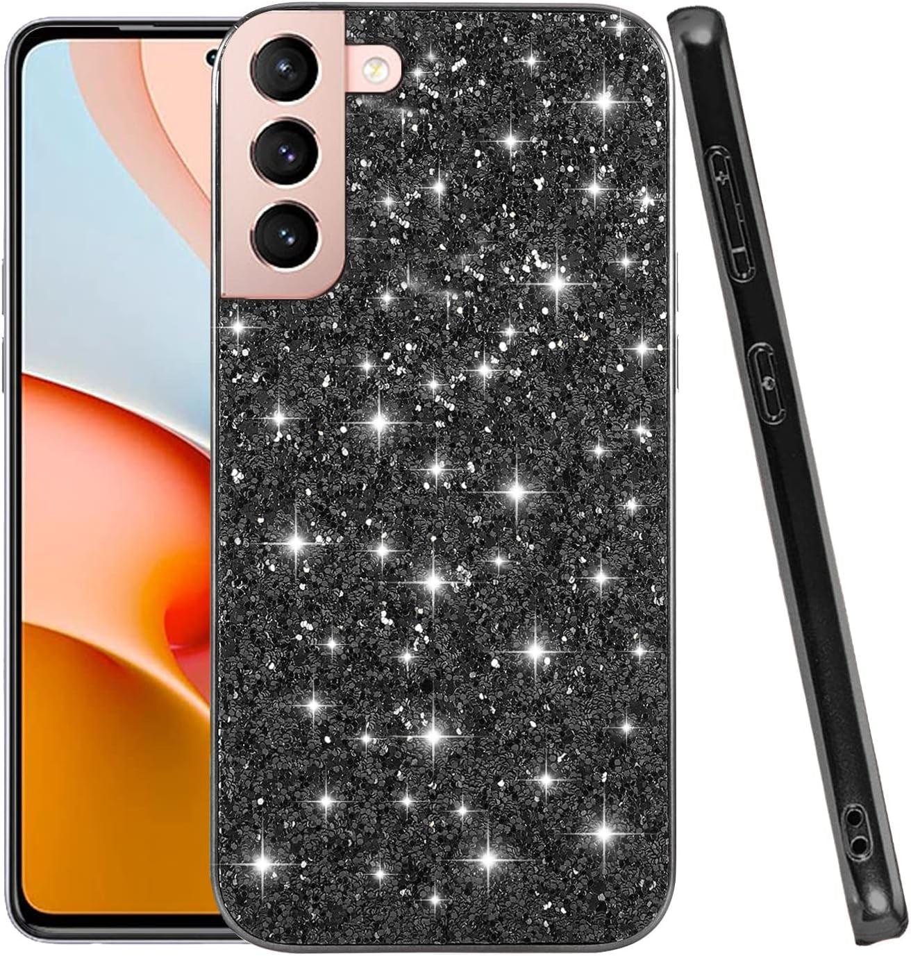 Compatible with Samsung S22 plus Case Glitter Shockproof,Samsung Galaxy S22 plus Phone Case Bling Sparkly Soft TPU and PC Silicone Shiny Girl Women Thin Protective Cover (Silver)