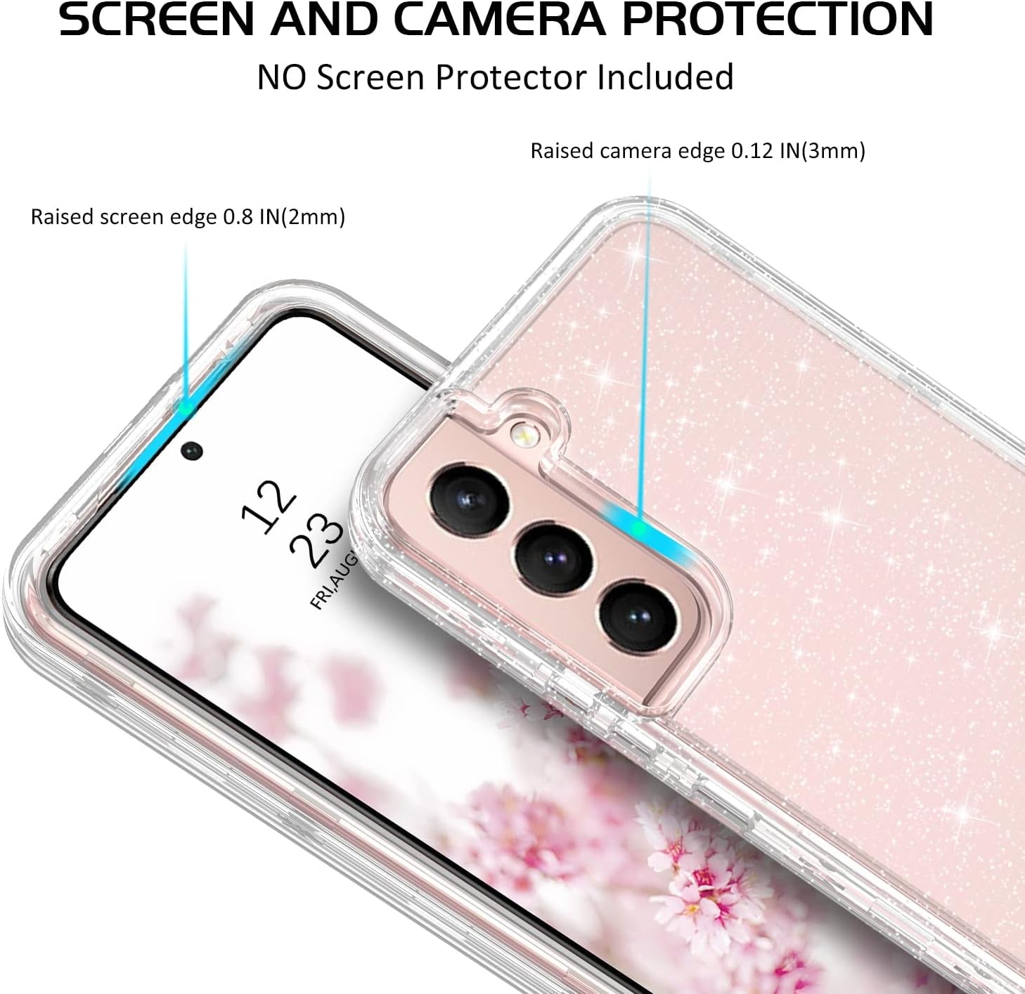 DOMAVER for Samsung Galaxy S22 plus Case Clear Glitter Shockproof Bling Shining Transparent Durable Duty Protective Cover【Not FIT Galaxy S22】【Not FIT Galaxy S22 Ultra】