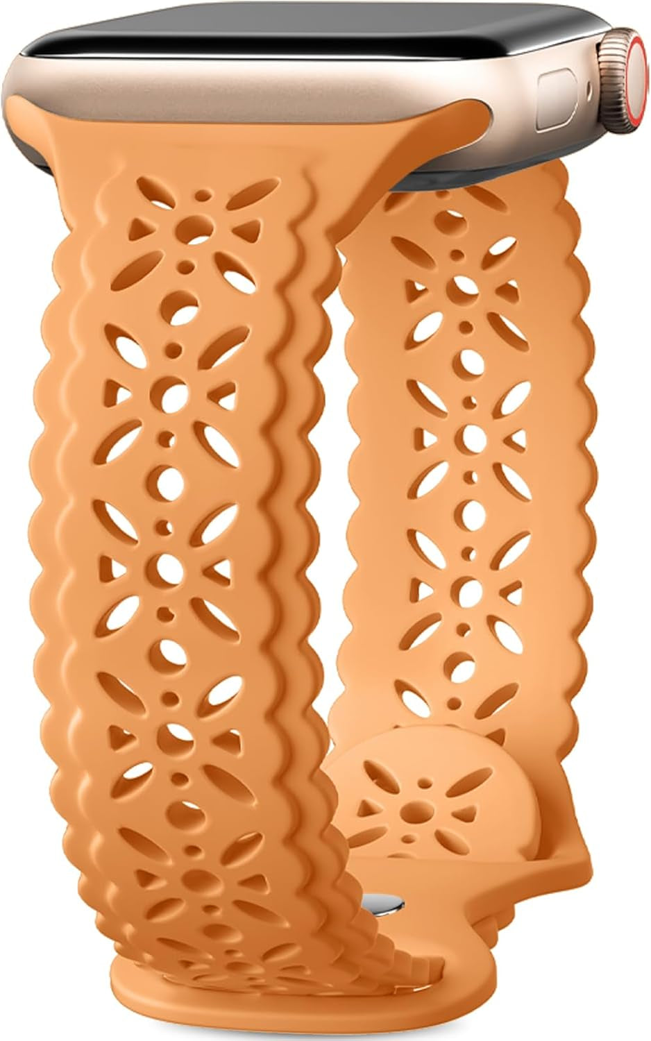 Getino Lace Silicone Band Compatible with Apple Watch Bands for Women 40Mm 41Mm 38Mm 44Mm 45Mm 42Mm 49Mm, Breathable Hollow-Out Sport Strap Slim Thin Bands for Iwatch SE Series 9 8 7 6 5 4 3 2 1 Ultra