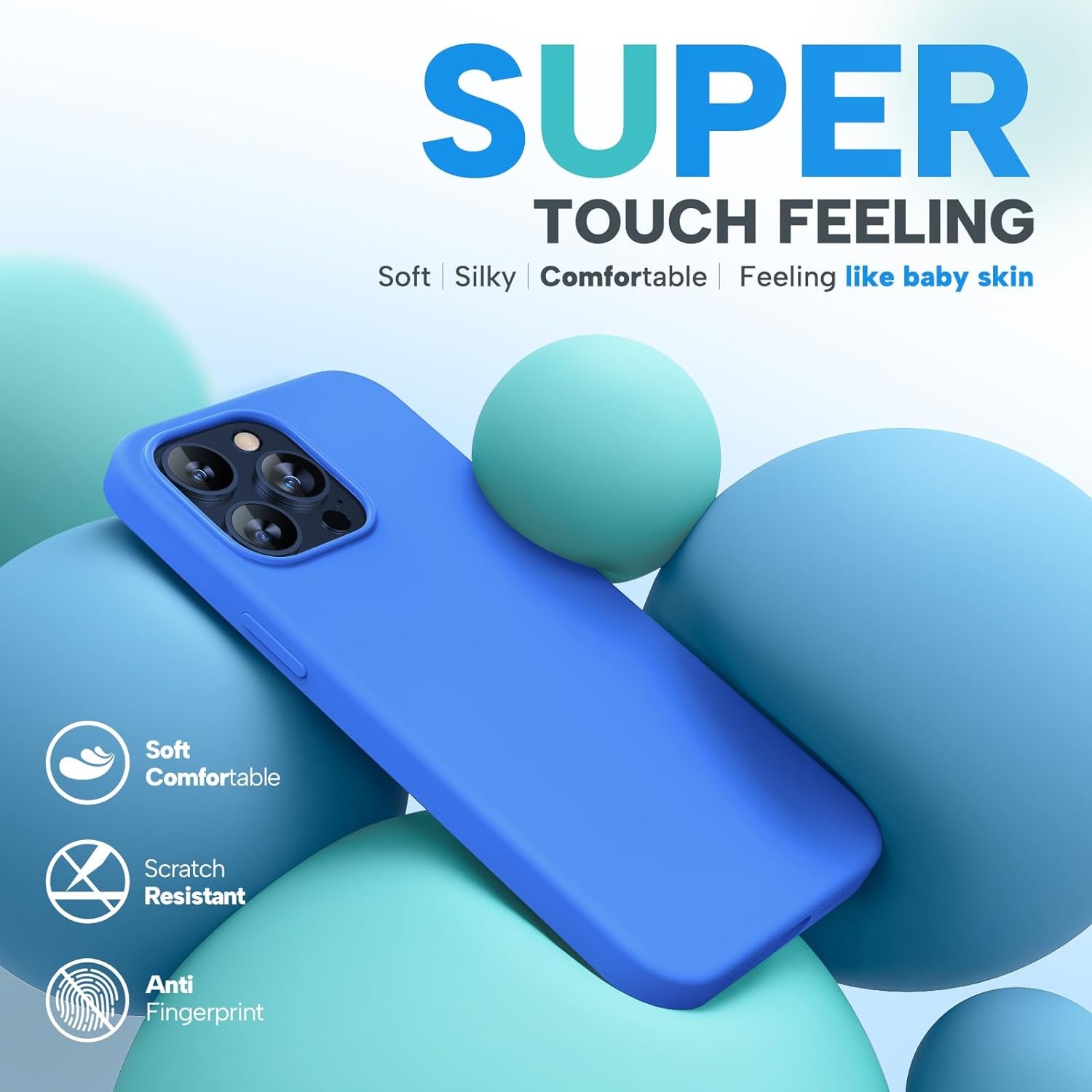 Miracase Designed for Iphone 15 Pro Max Case,[Compatible with Magsafe], [With 2 Pack Screen Protectors],Shockproof Liquid Silicone Case with Microfiber Lining,6.7 Inch(Mediterranean Blue)  Miracase   