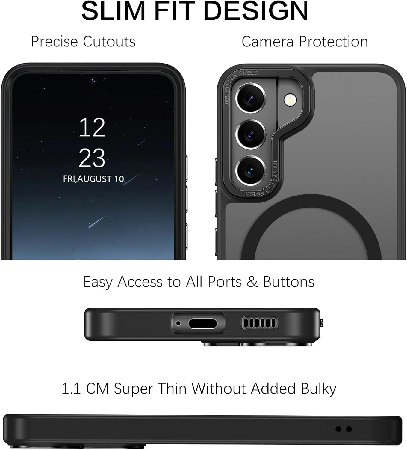 BENTOBEN Samsung Galaxy S22 Case, Galaxy S22 Magnetic Case [Compatible with Magsafe] Translucent Matte Slim Shockproof Women Men Protective Case Cover for Samsung Galaxy S22 6.1", Black