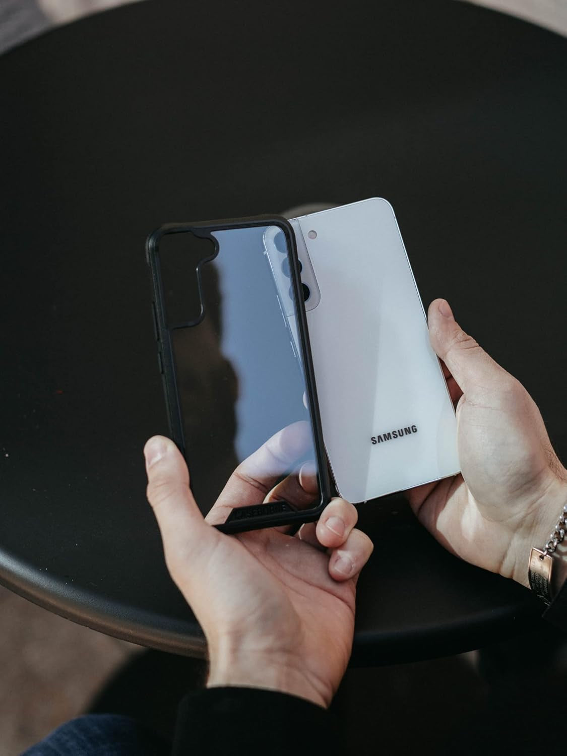 Caseborne R Compatible with Samsung Galaxy S22+Plus 5G Case - Shockproof Protective Clear, Military Grade 12Ft Drop Tested, Durable Aluminum Frame, Anti-Yellowing Technology - Black