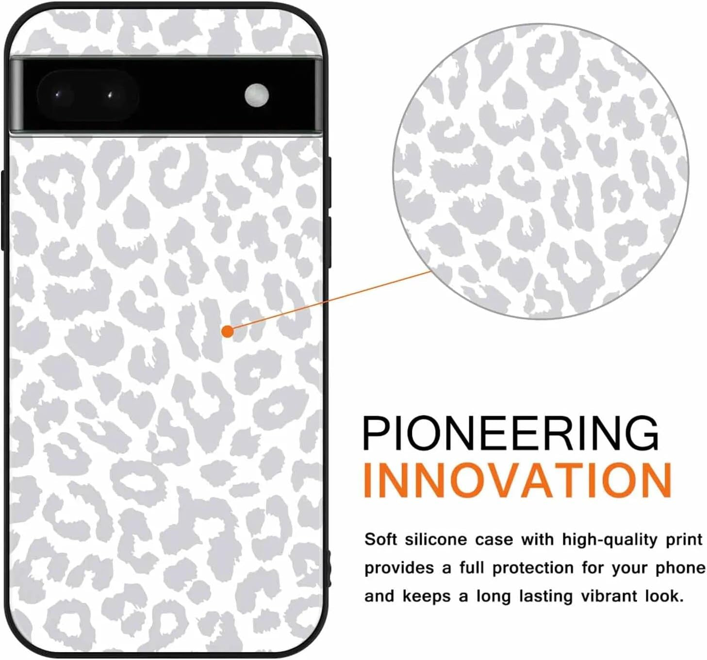 2 Pack Cute Cheetah Print for Google Pixel 6A(5G) 6.3" Phone Case,Luxury Leopard Pattern Design Cases Soft Silicone TPU Shockproof Protective Cover for Women Girls-Black & White  RUMDEY   